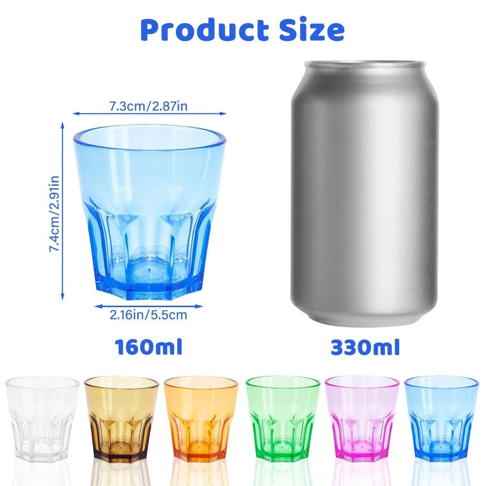 Plastic Drinking Glasses Set of 6 Unbreakable Coloured Water Tumbler Acrylic ... | eBay