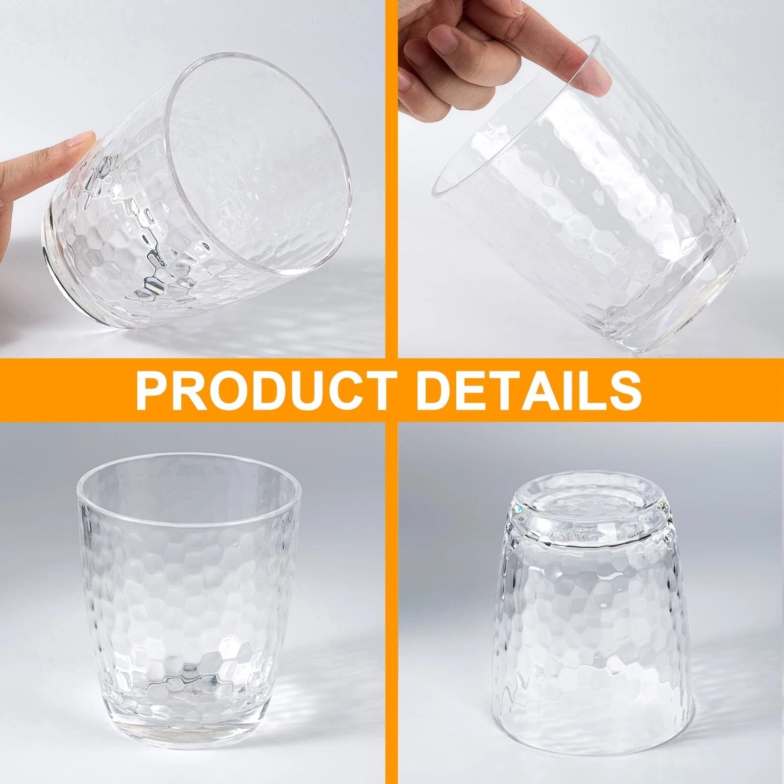 Hammered 15-ounce Plastic Tumbler Acrylic Glasses, set of 6 Clear | eBay