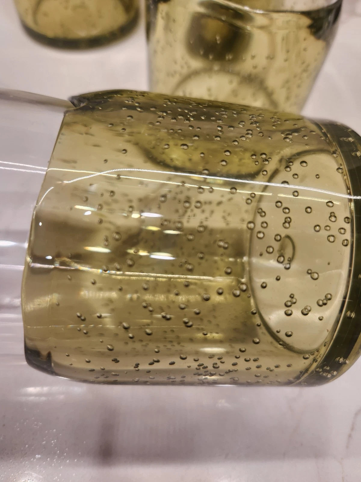 Pottery Barn Outdoor Picnic Acrylic Drinking Glasses Set of 6 Clear Green Bubble | eBay