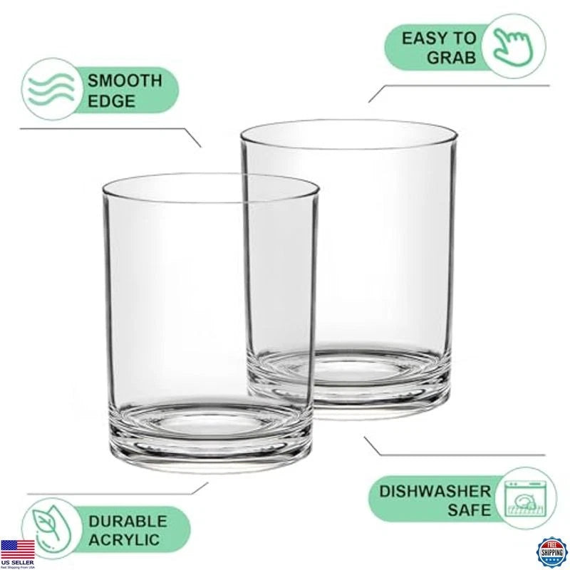 12oz Reusable Plastic Drinking Glasses Set of 6 - Dishwasher Safe, Shatterproof | eBay