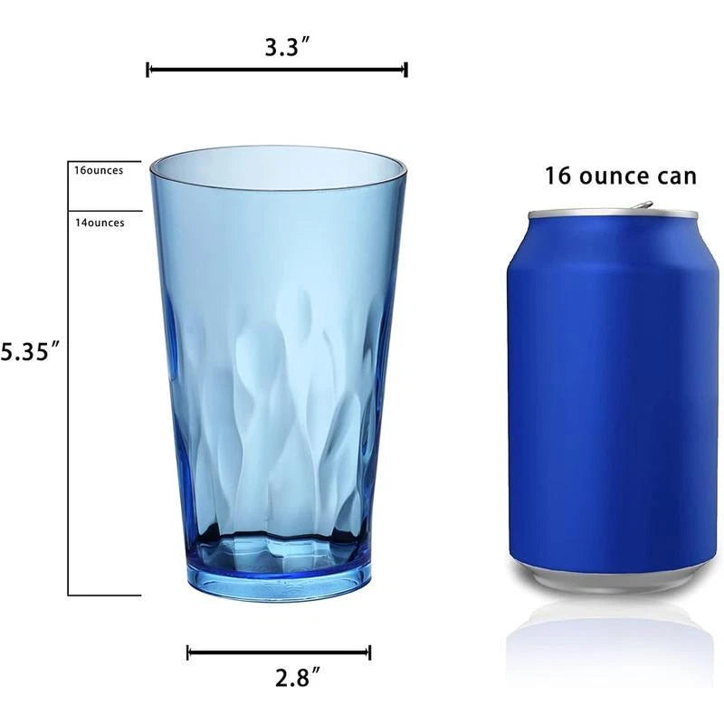 Set of 6 Plastic Drinking Glasses Cups Shatterproof Tumblers 16 Ounces Blue New | eBay