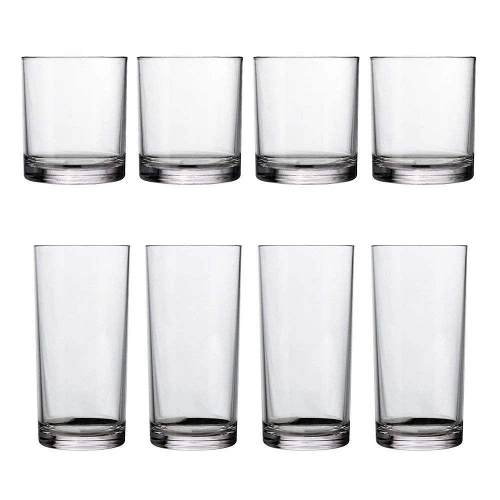 Classic Clear Plastic Reusable Drinking Glasses (Set of 8) 12oz Rocks & 16oz ... 80844003023| eBay