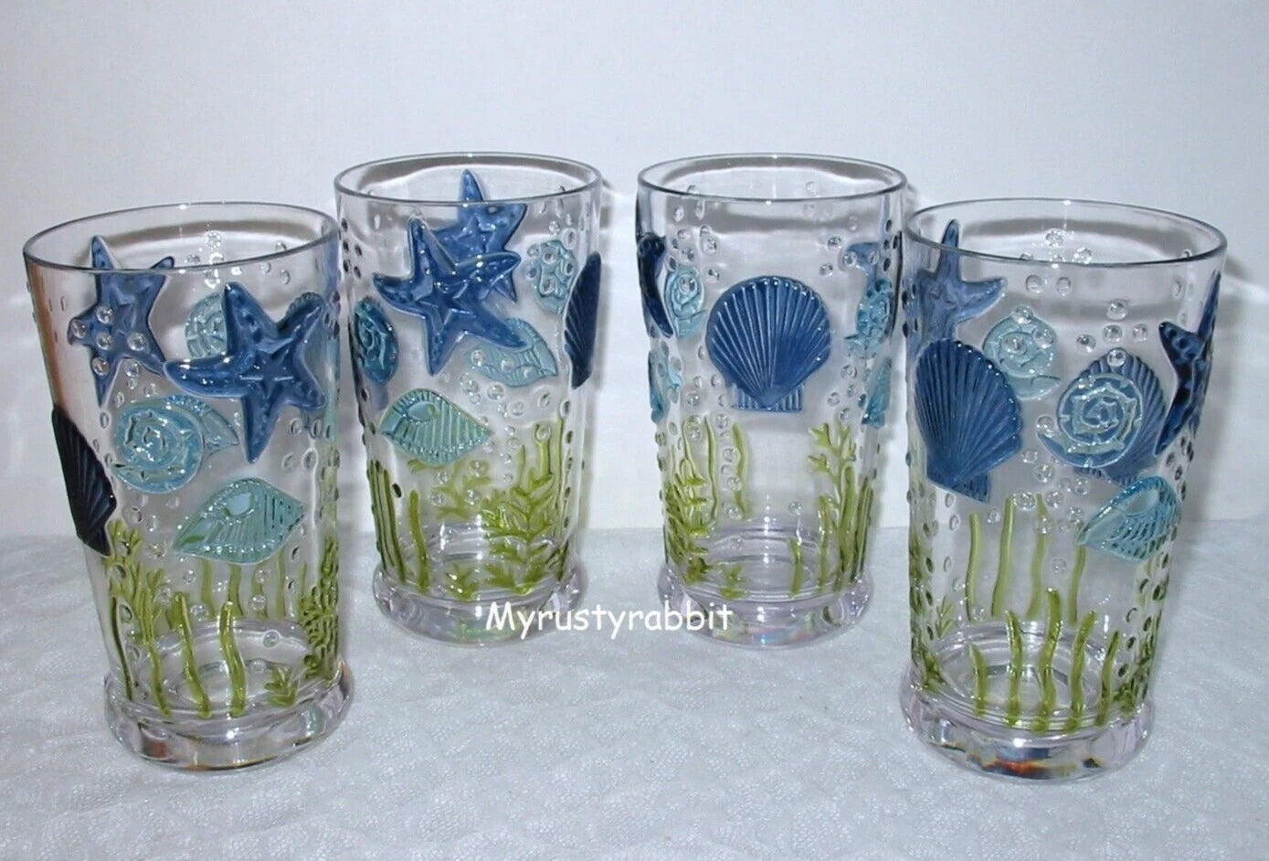 Coastal Sea Shell Acrylic Drinking Glasses Indoor / Outdoor ~ Set of 4 NEW | eBay