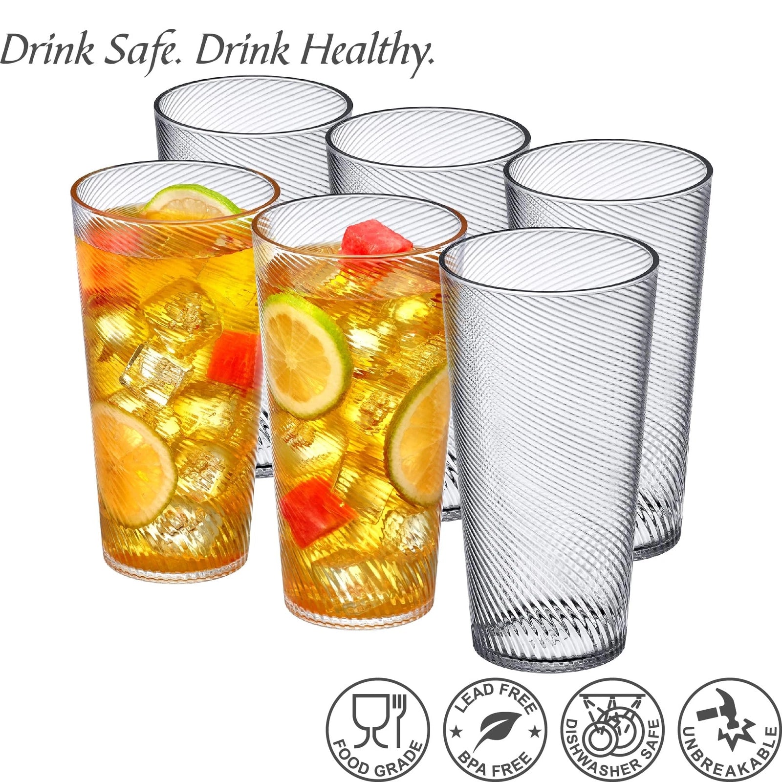 By Breeze 30ounce Plastic Tumblers set Of 6 Plastic Drinking Glasses Allclear | eBay