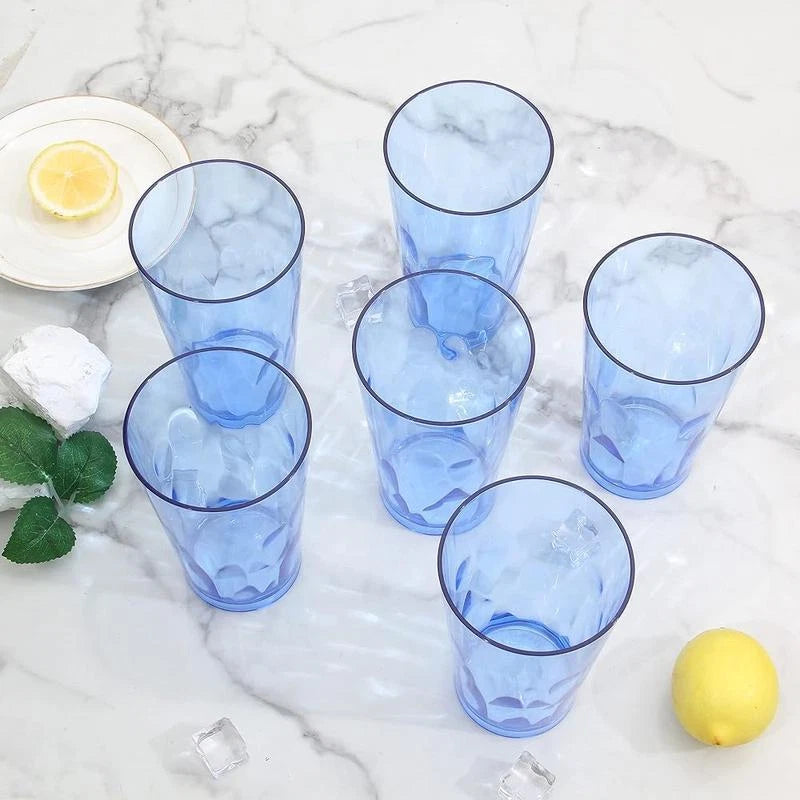 Set of 6 Plastic Drinking Glasses Cups Shatterproof Tumblers 16 Ounces Blue New | eBay
