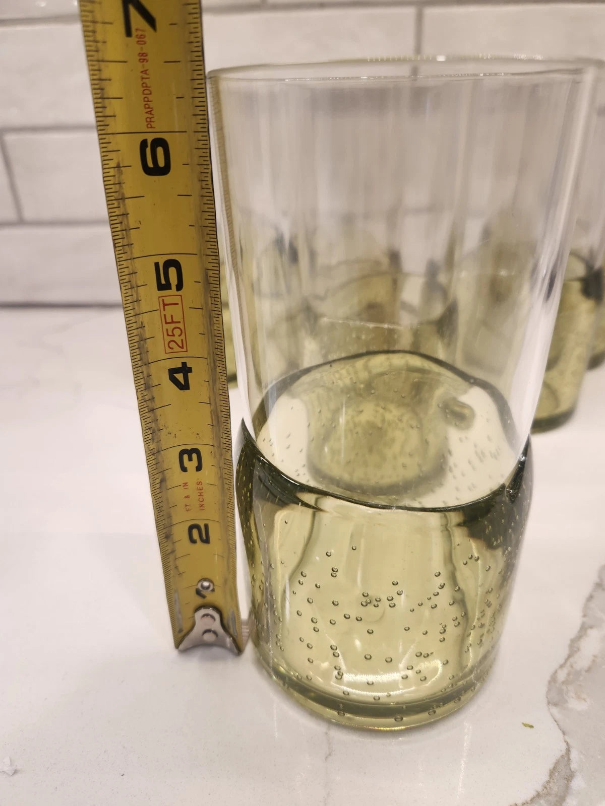 Pottery Barn Outdoor Picnic Acrylic Drinking Glasses Set of 6 Clear Green Bubble | eBay