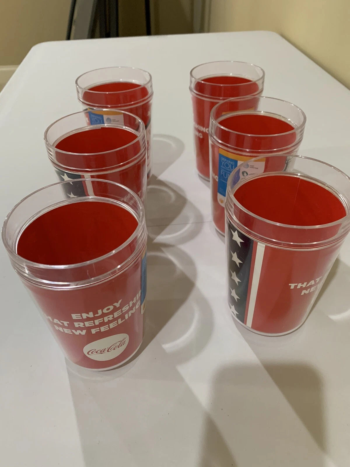 Coca Cola Set of 6 Double Wall Tumblers Plastic Cups Glasses 16 Ounce . 5.5" | eBay