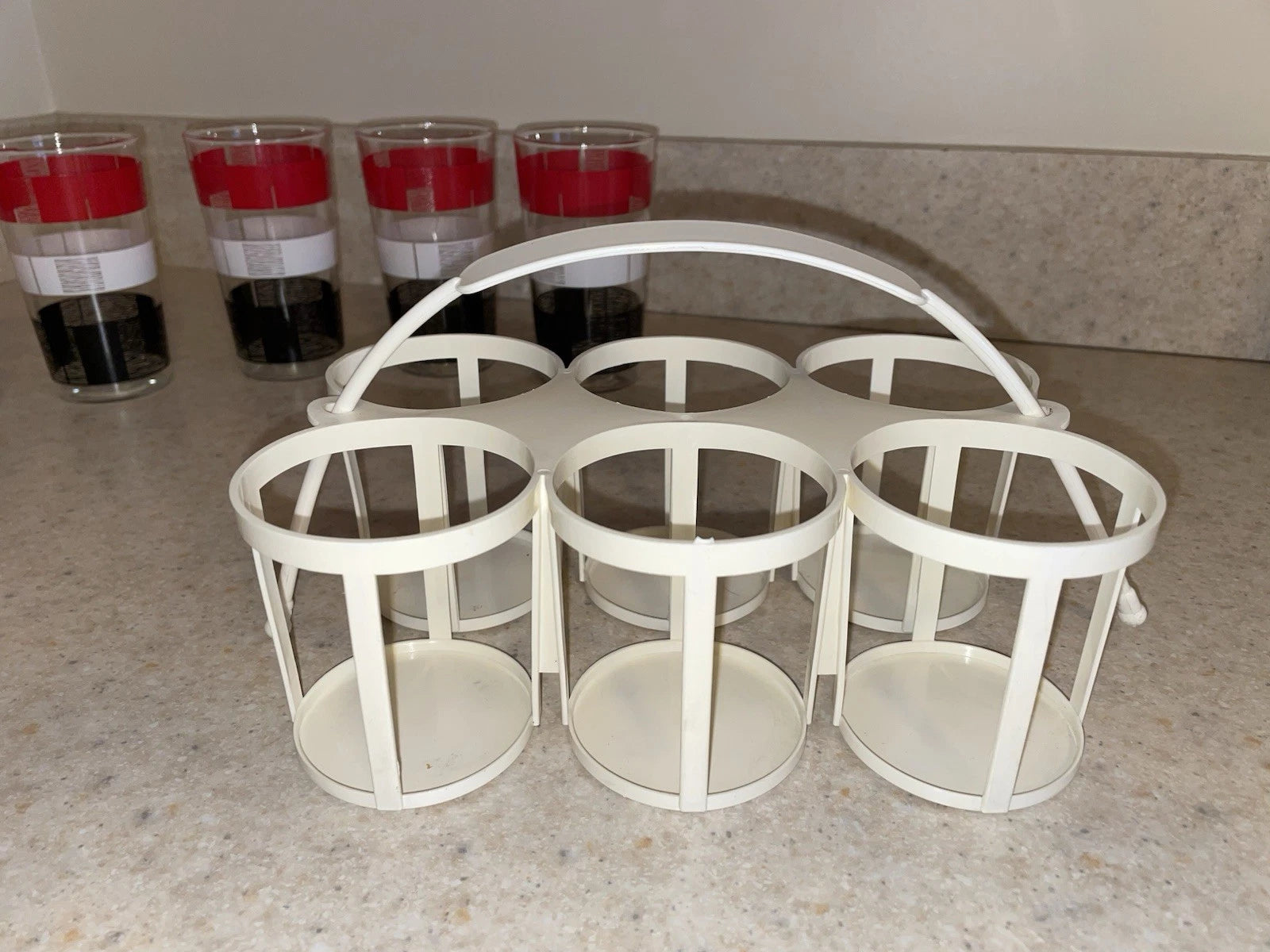 MCM 1950’s Drink Ware Tumblers with Plastic Carrier Set Of 6 MINT!!! | eBay