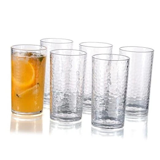 20-ounce Acrylic Glasses Plastic Tumbler, set of 6 Clear - Hammered Style, | eBay