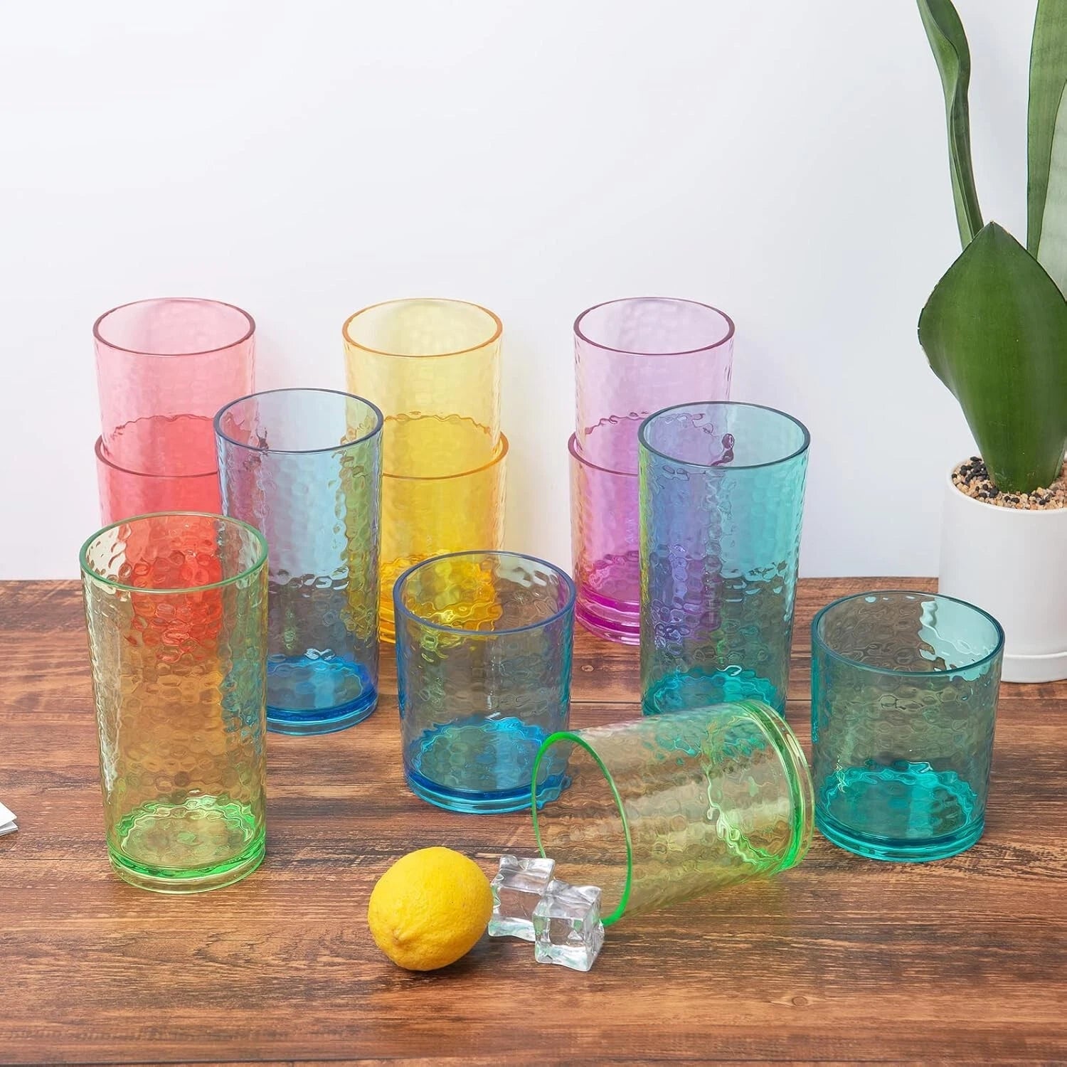 20-ounce Acrylic Glasses Plastic Tumbler, set of 12 Multicolor - Hammered Sty... | eBay