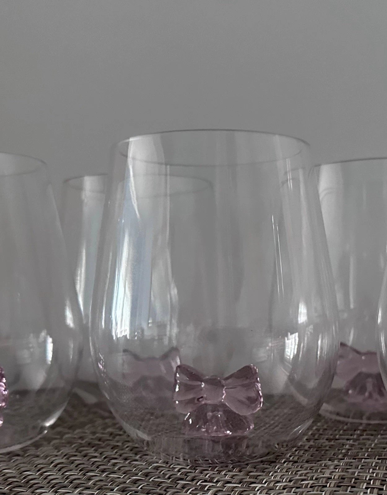 PINK BOW TIE GIRLY Set of 6 ACRYLIC STEMLESS WINE GLASS 3D PARTY DRINKING CUP | eBay