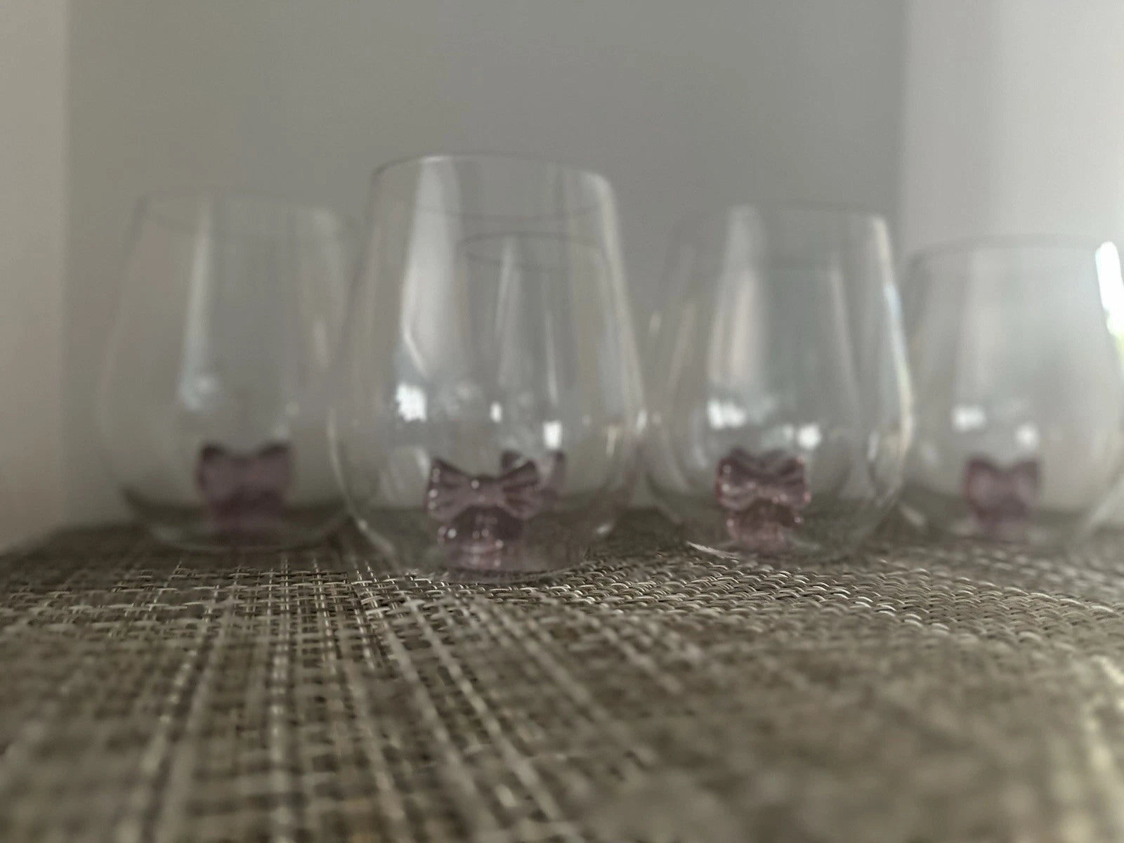 PINK BOW TIE GIRLY Set of 6 ACRYLIC STEMLESS WINE GLASS 3D PARTY DRINKING CUP | eBay