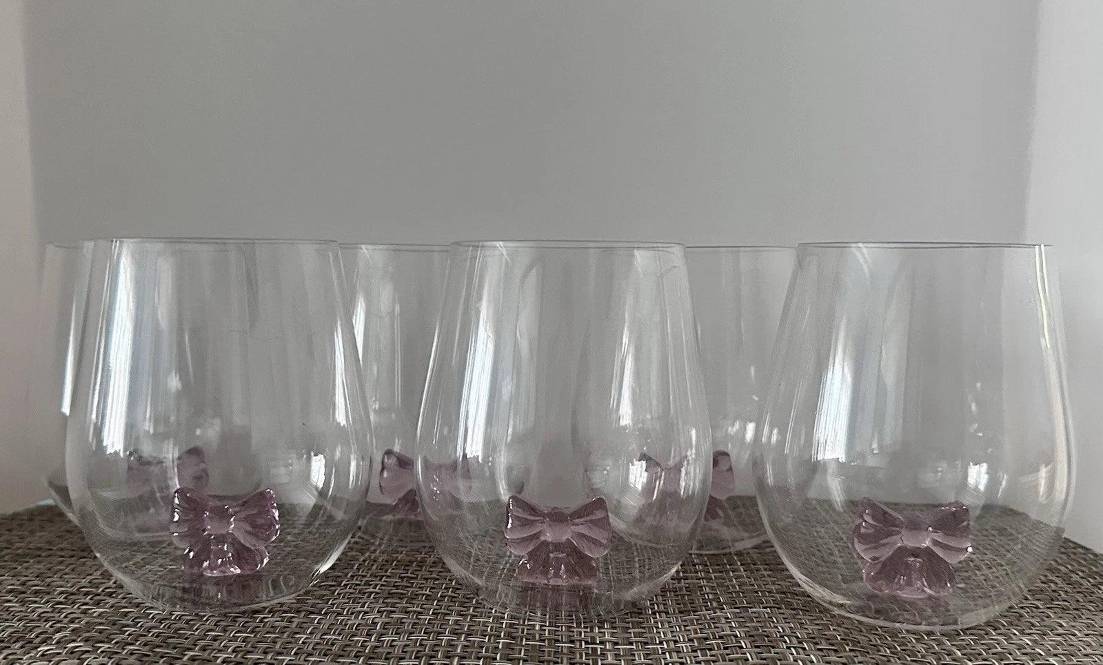 PINK BOW TIE GIRLY Set of 6 ACRYLIC STEMLESS WINE GLASS 3D PARTY DRINKING CUP | eBay