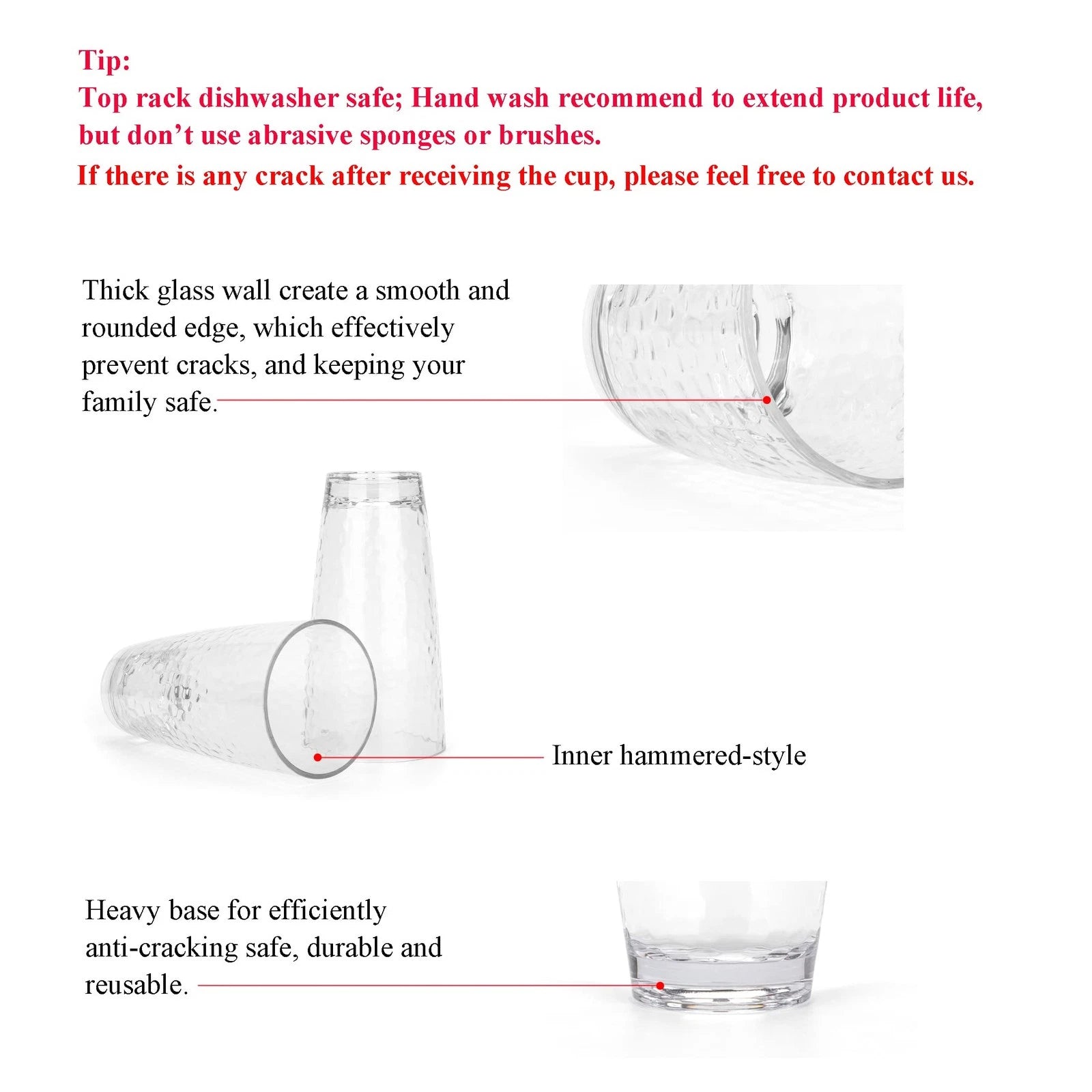 Hammered 26-ounce Plastic Tumbler Acrylic Glasses, set of 6 Clear | eBay