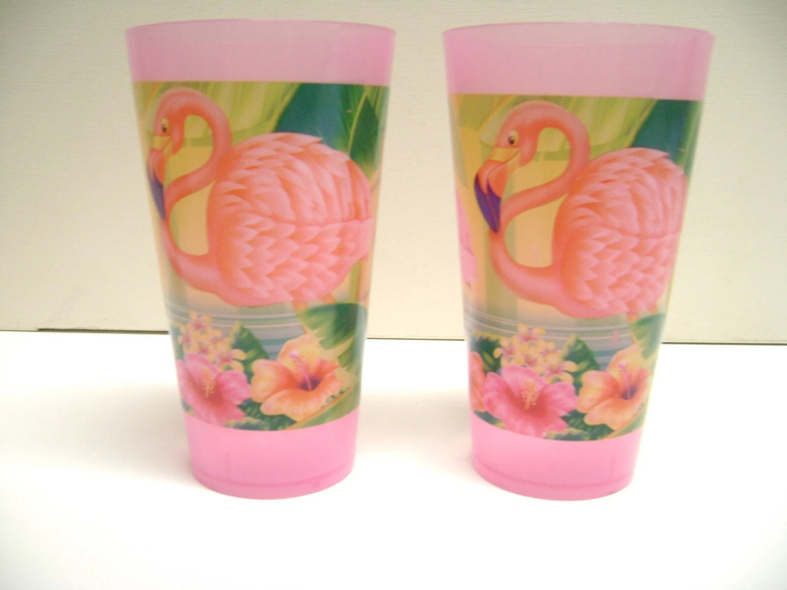 6" Tall PINK FLAMINGO Plastic Drinking Cups/Glasses Set of 2 | eBay