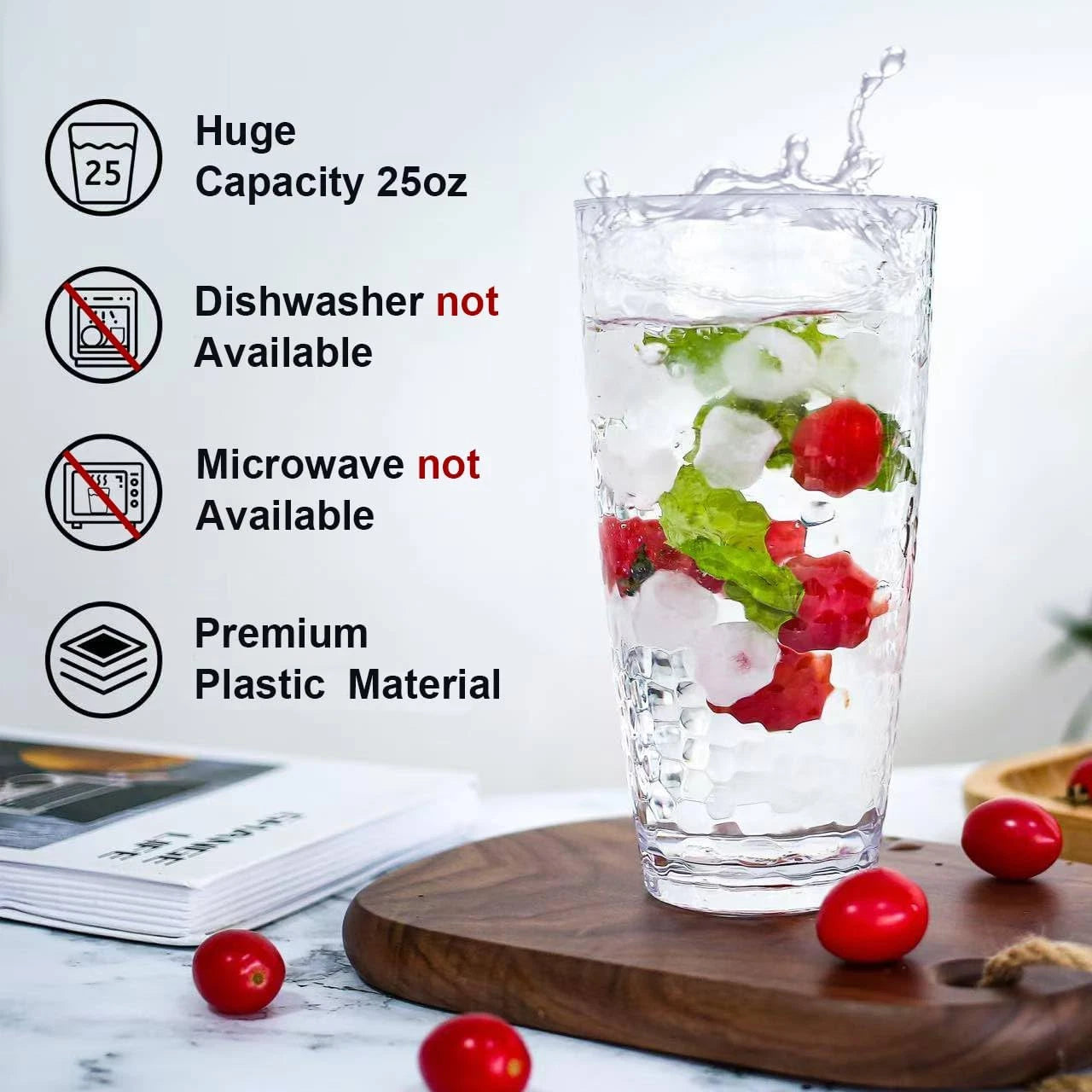 Plastic Unbreakable Tumblers Cups 25oz, Set of 6 Plastic Highball Drinking Glass | eBay