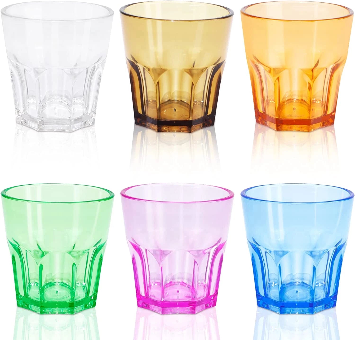 Plastic Drinking Glasses Set of 6, Unbreakable Coloured Water Tumbler, Acryli.. | eBay