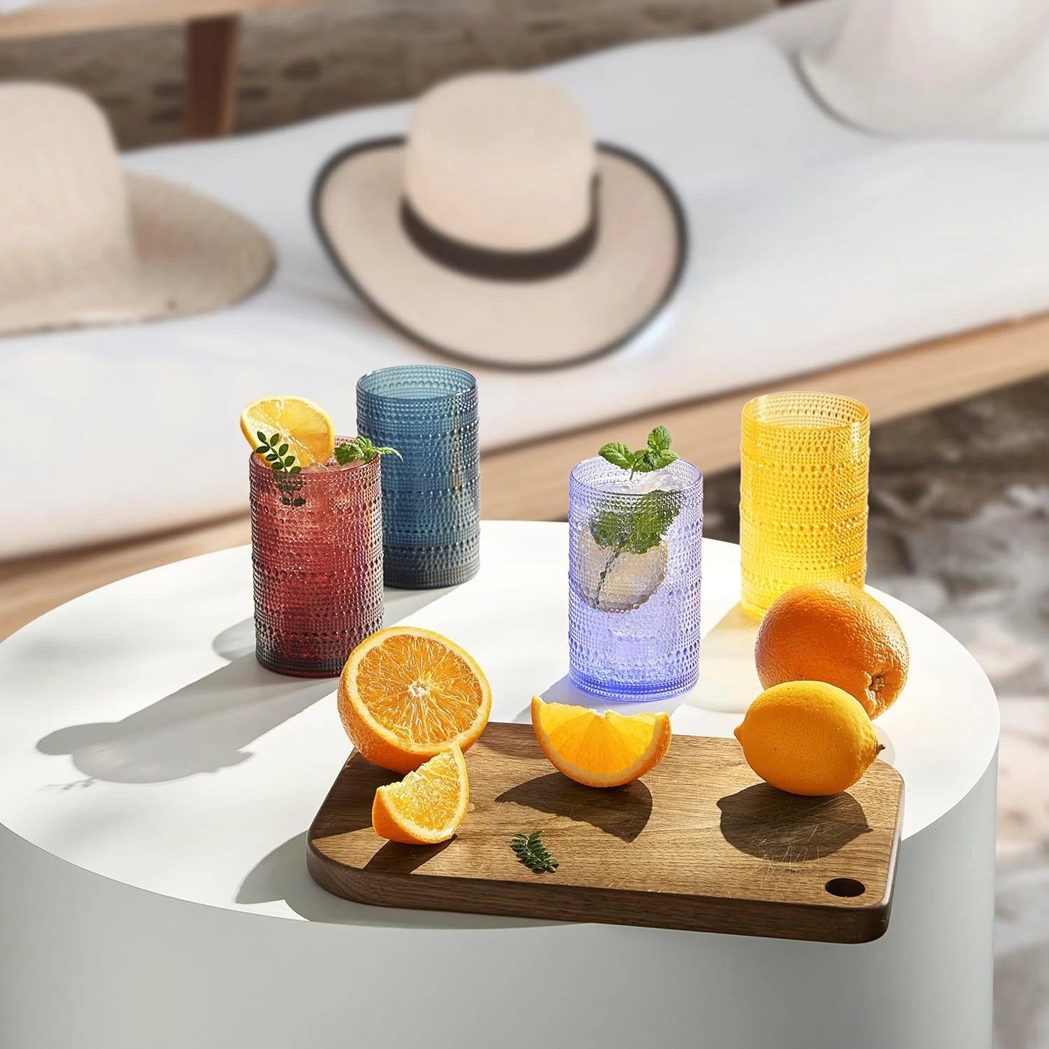 Khen Plastic Hobnail Drinking Highball Glasses Set of 6 6, Sunshine Colors | eBay