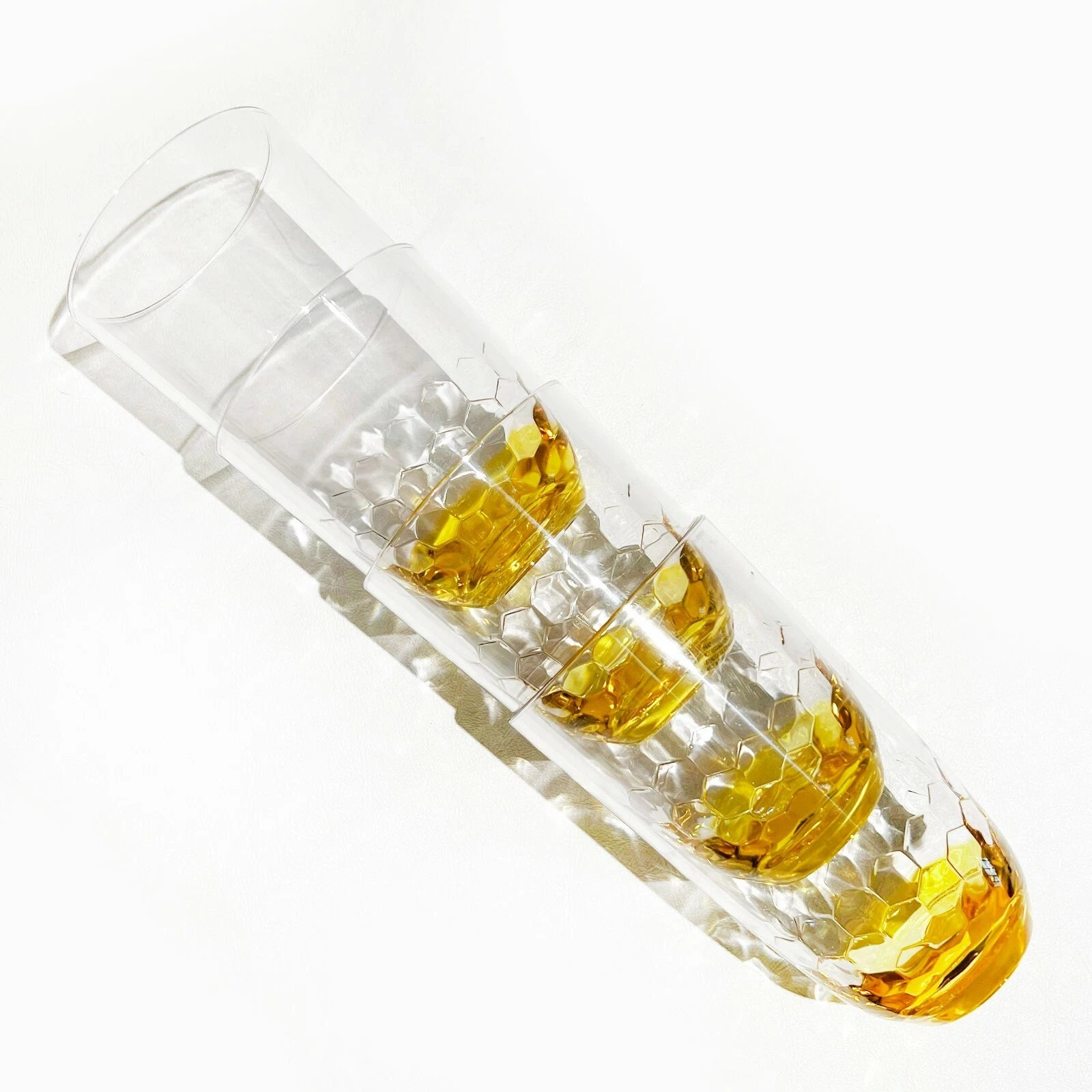 SET OF 4 - New Honeycomb Yellow Base 6" Tall Quality Acrylic Drinking Glasses | eBay