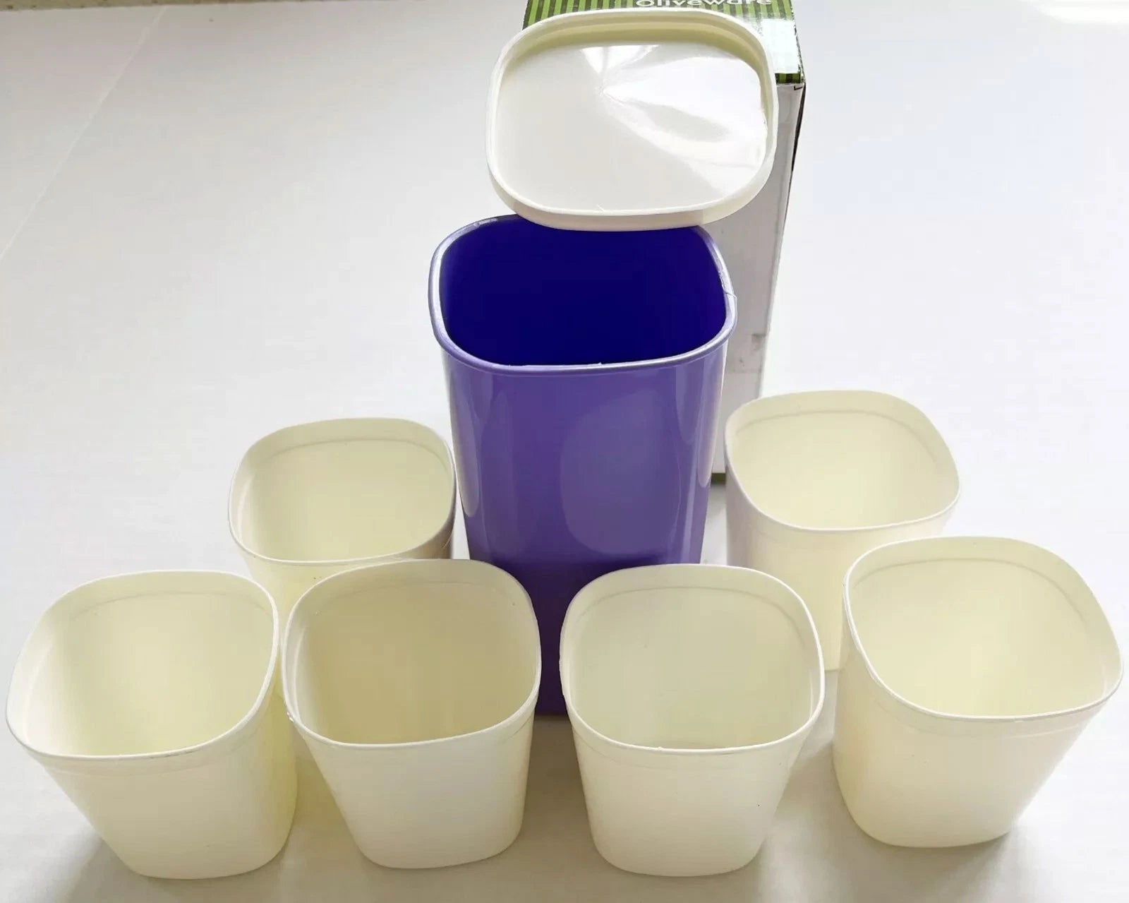 Combo Offer Picnic Glasses Set OF 7 Purple and white Plastic Drinking Glass H-5" | eBay