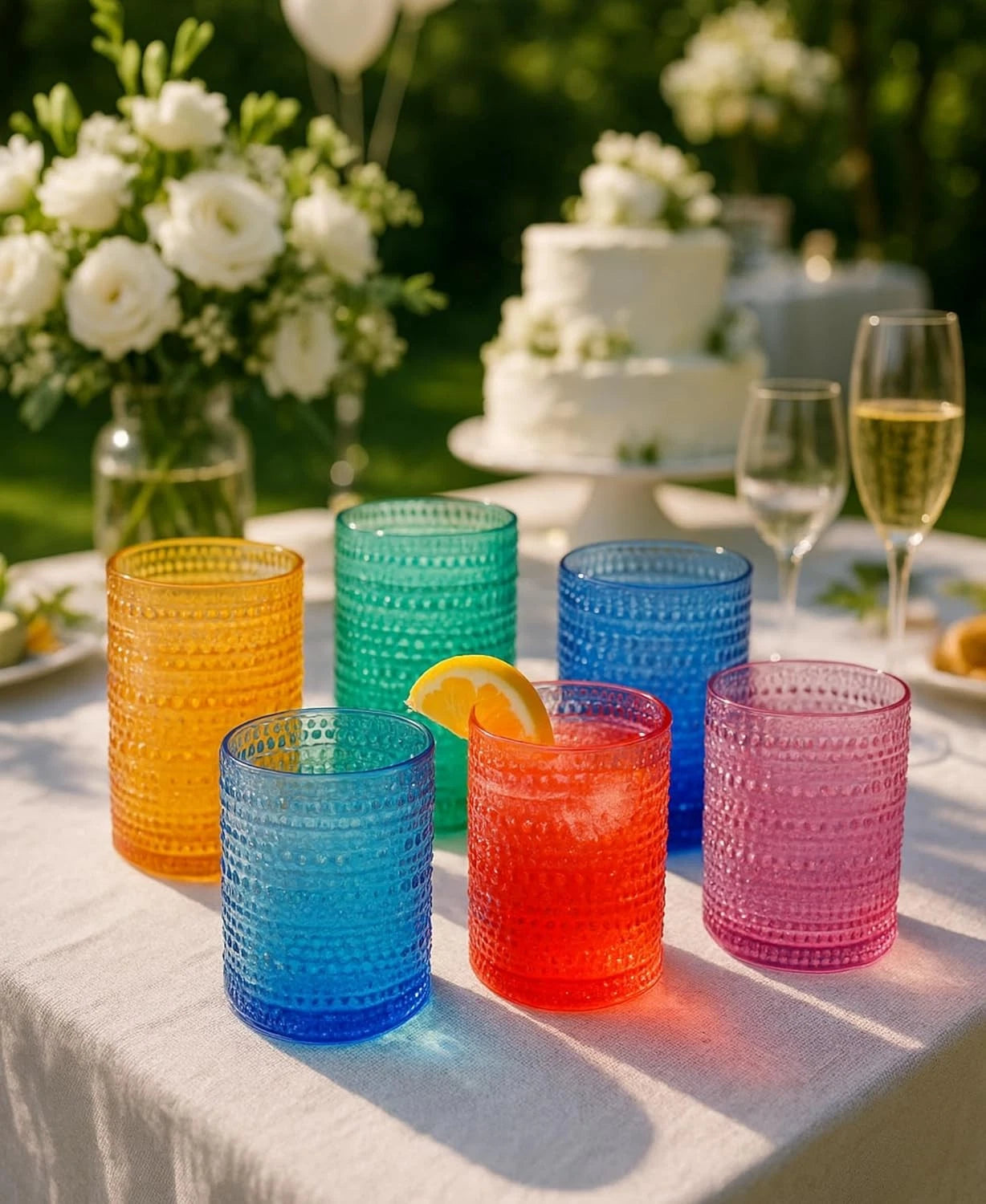 Khen Plastic Hobnail Drinking Highball Glasses Set of 6 6, Sunshine Colors | eBay