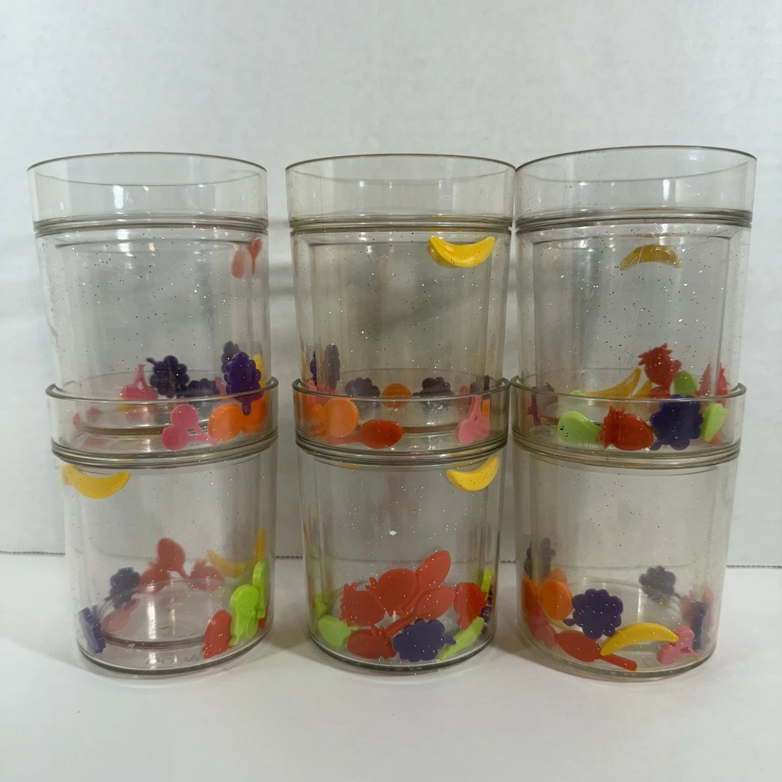 Fruit Tumblers Acrylic Drinking Glasses Set Of 6 Beachy Picnic Poolside Vintage | eBay