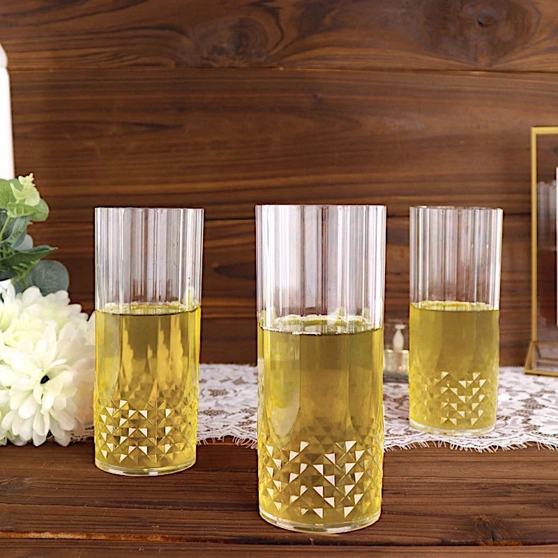 6 Clear 14 oz Crystal Plastic Drinking Glasses Party Events Disposable Tableware | eBay