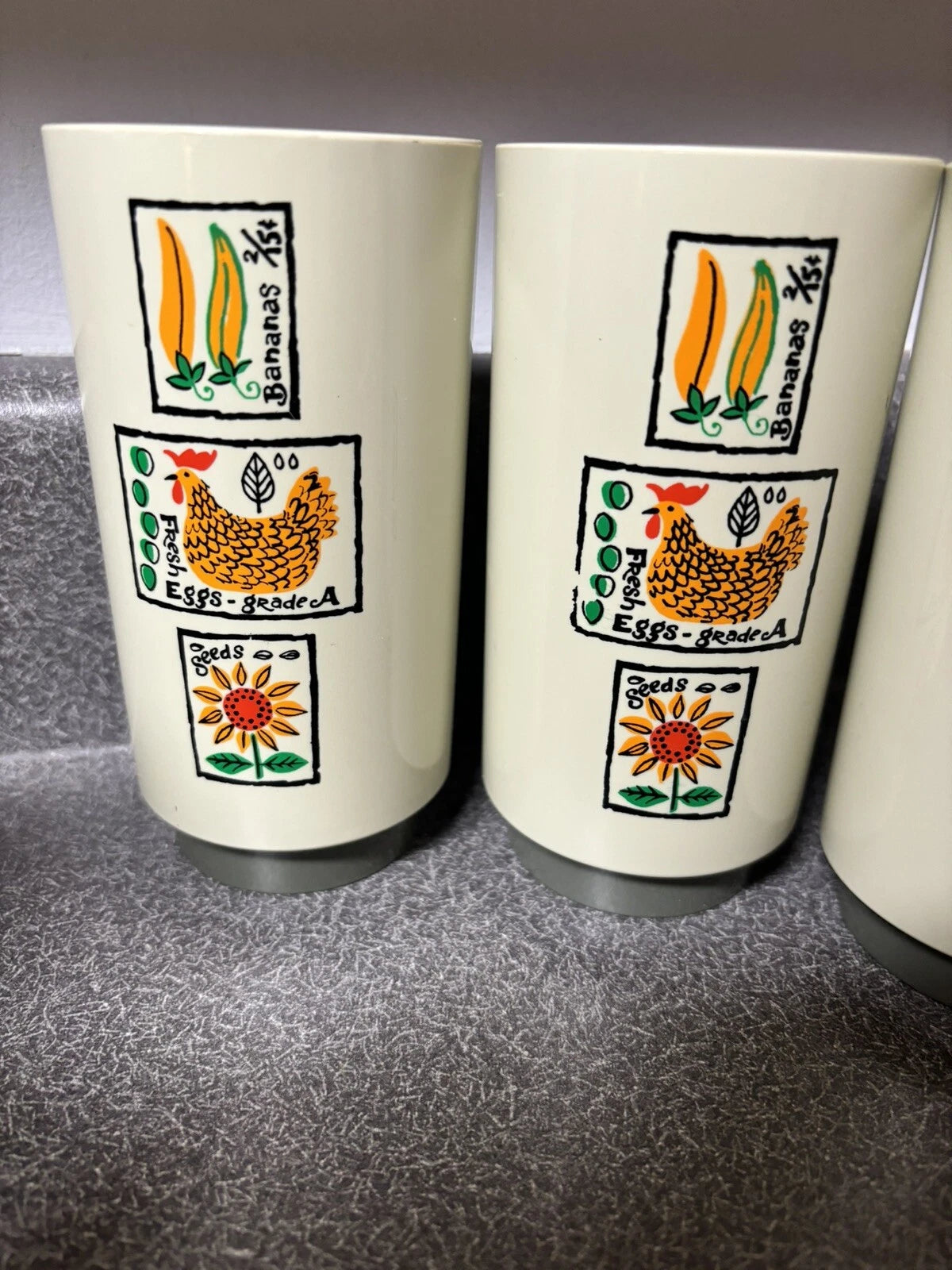 Vintage Loma Industries Farmer's Market Plastic Drinking Glasses Set of 6 MCM | eBay