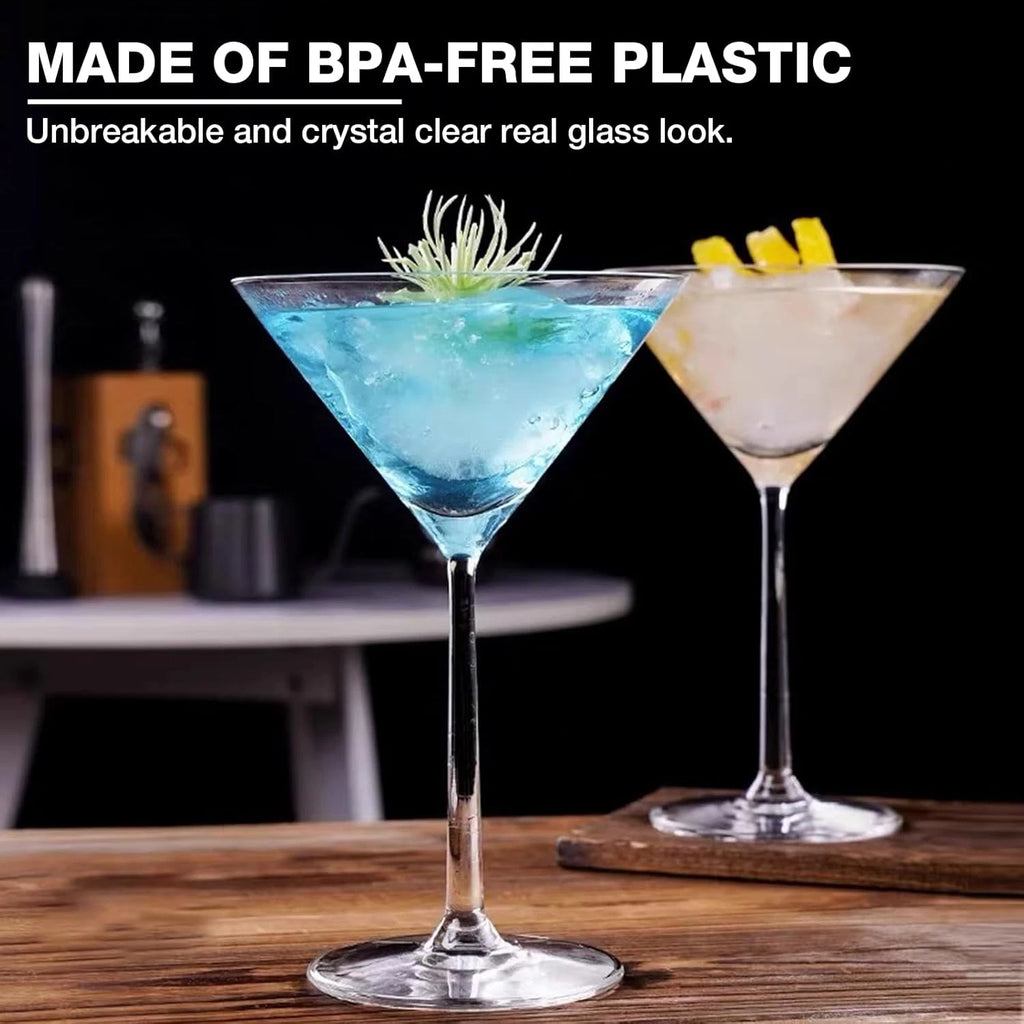 Unbreakable Martini Glasses Set of 6, 10 Oz Reusable Plastic Cocktail Bpa-Free | eBay