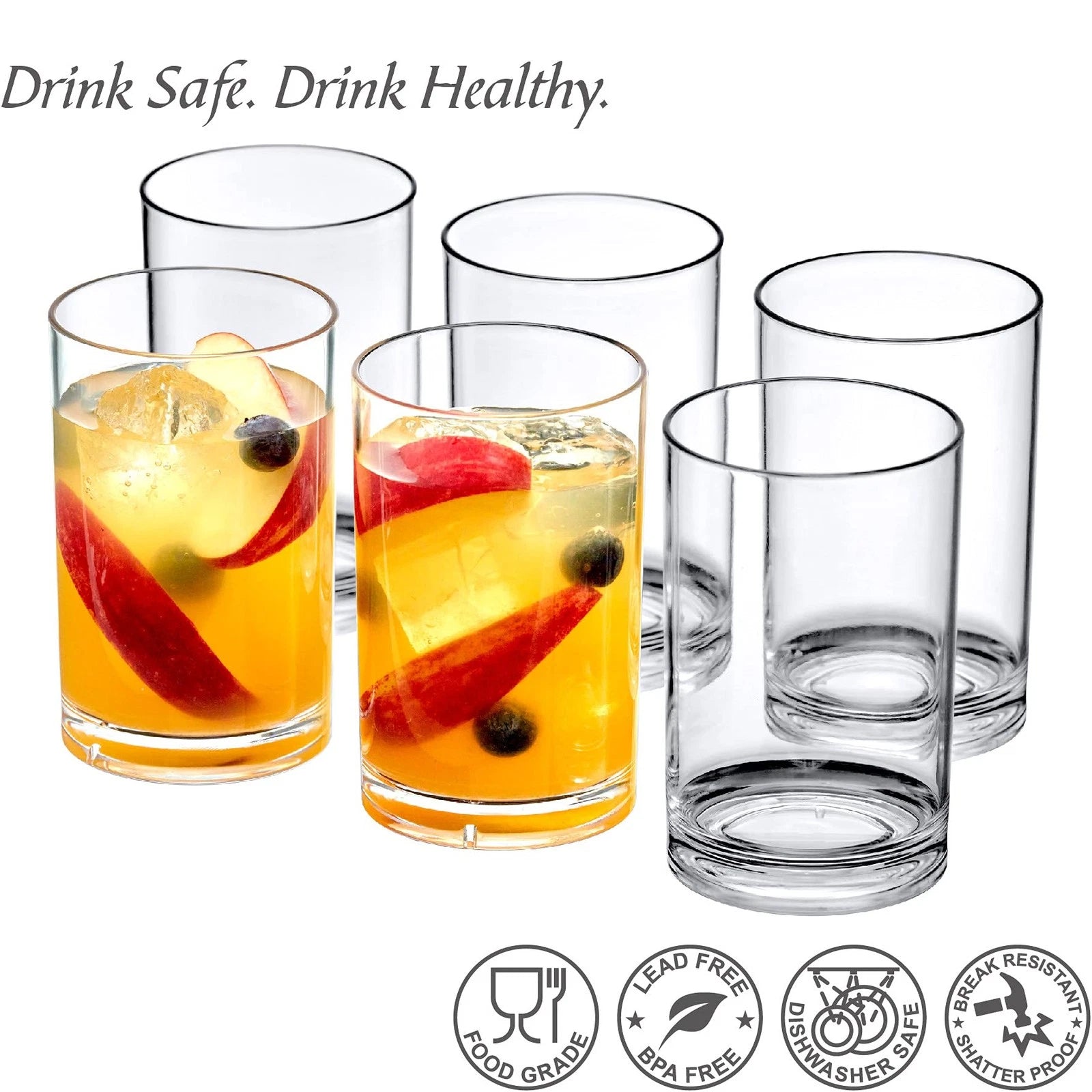 - Probity - 10-Ounce Plastic Tumblers (Set of 6), Drinking Glasses, Reusable ... | eBay
