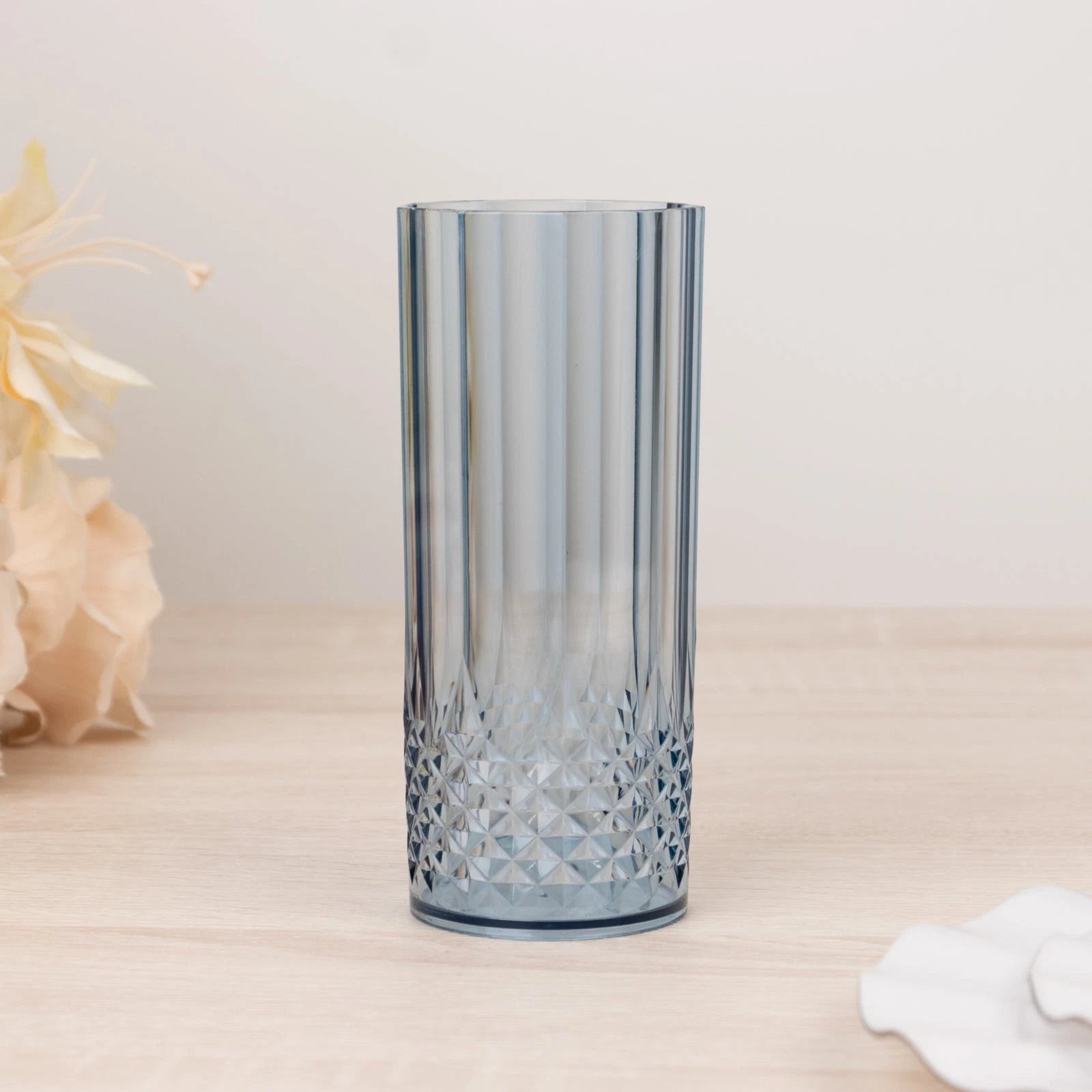 6 Dusty Blue 14 oz Crystal Plastic Drinking Glasses Party Events Tableware | eBay