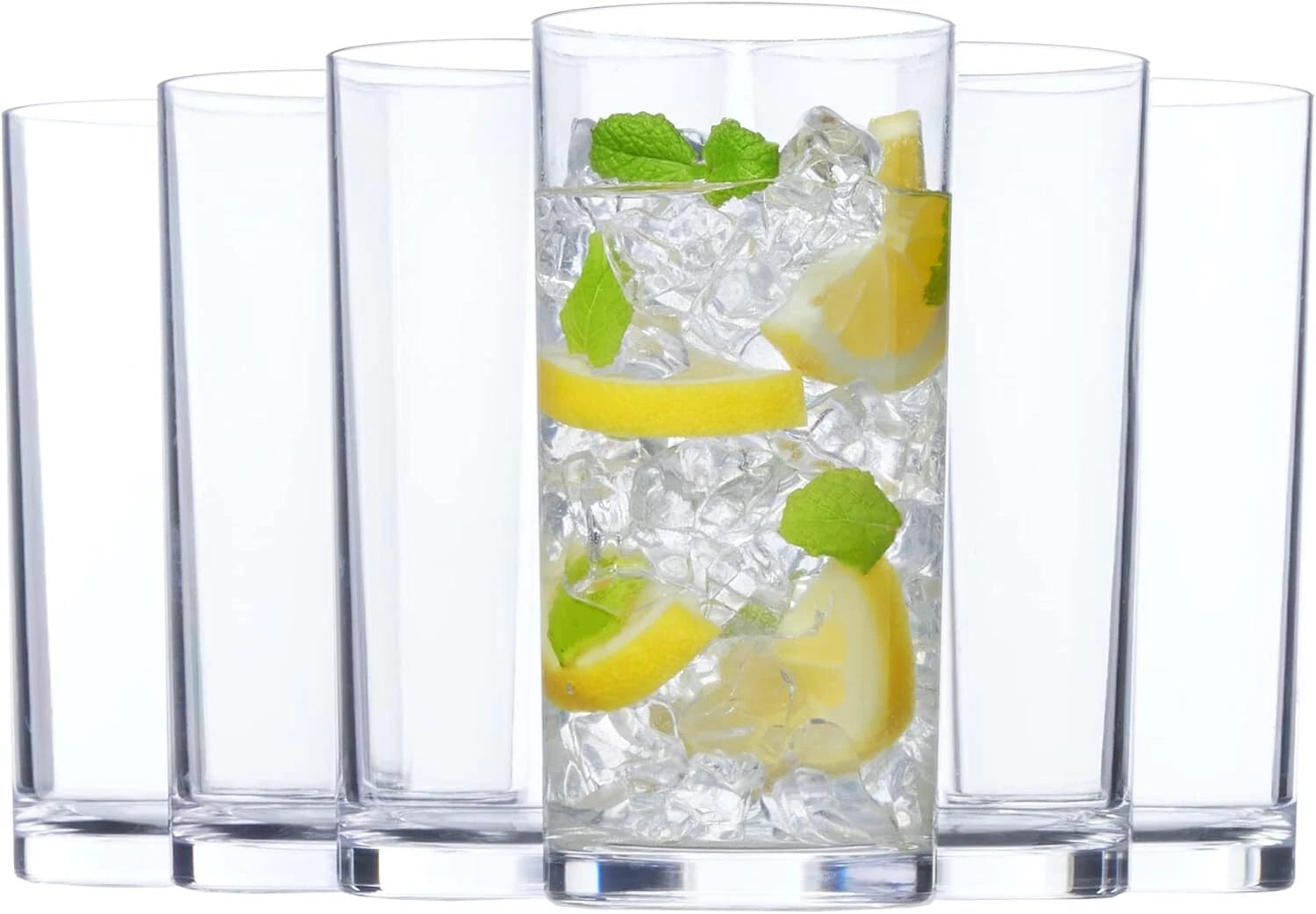 Classic Clear Plastic Reusable Drinking Glasses (Set of 6) 16oz Cups | BPA-Free | eBay