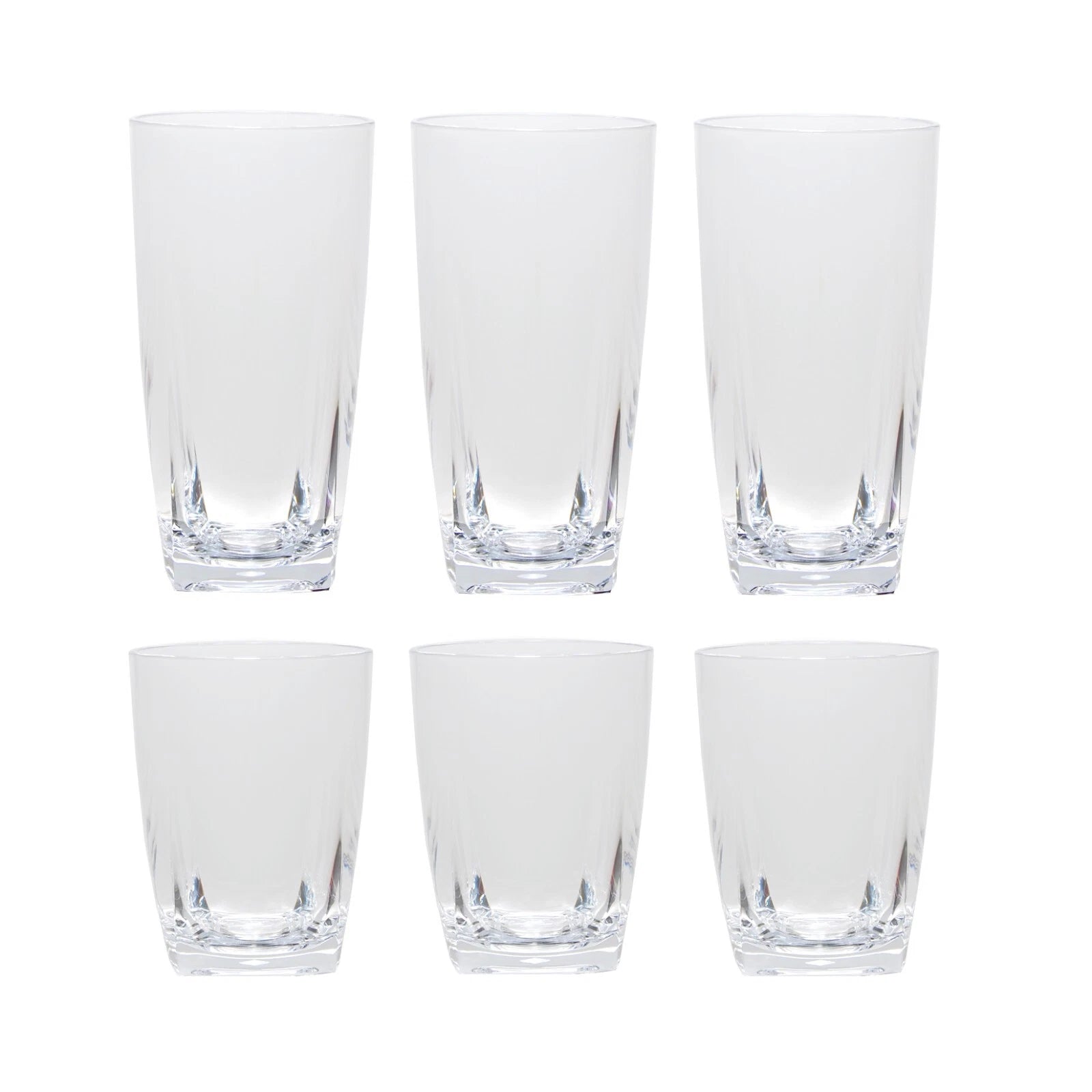 QG 16 & 26 oz Clear Acrylic Plastic Drinking Cup w/ Square Base Tumbler Set of 6 | eBay