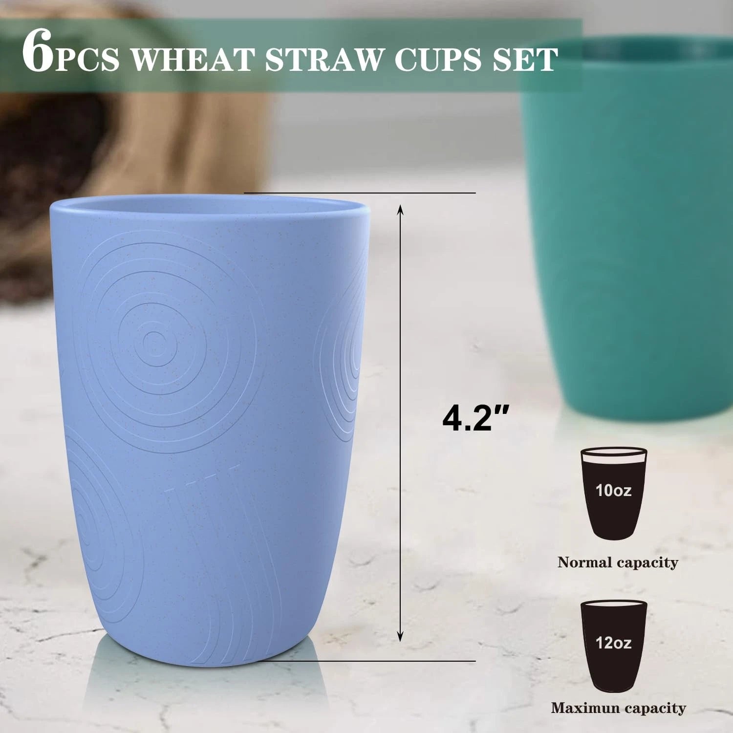 Drinking Glasses Premium Wheat Straw Unbreakable Cups - Set of 6 Alternative ... | eBay