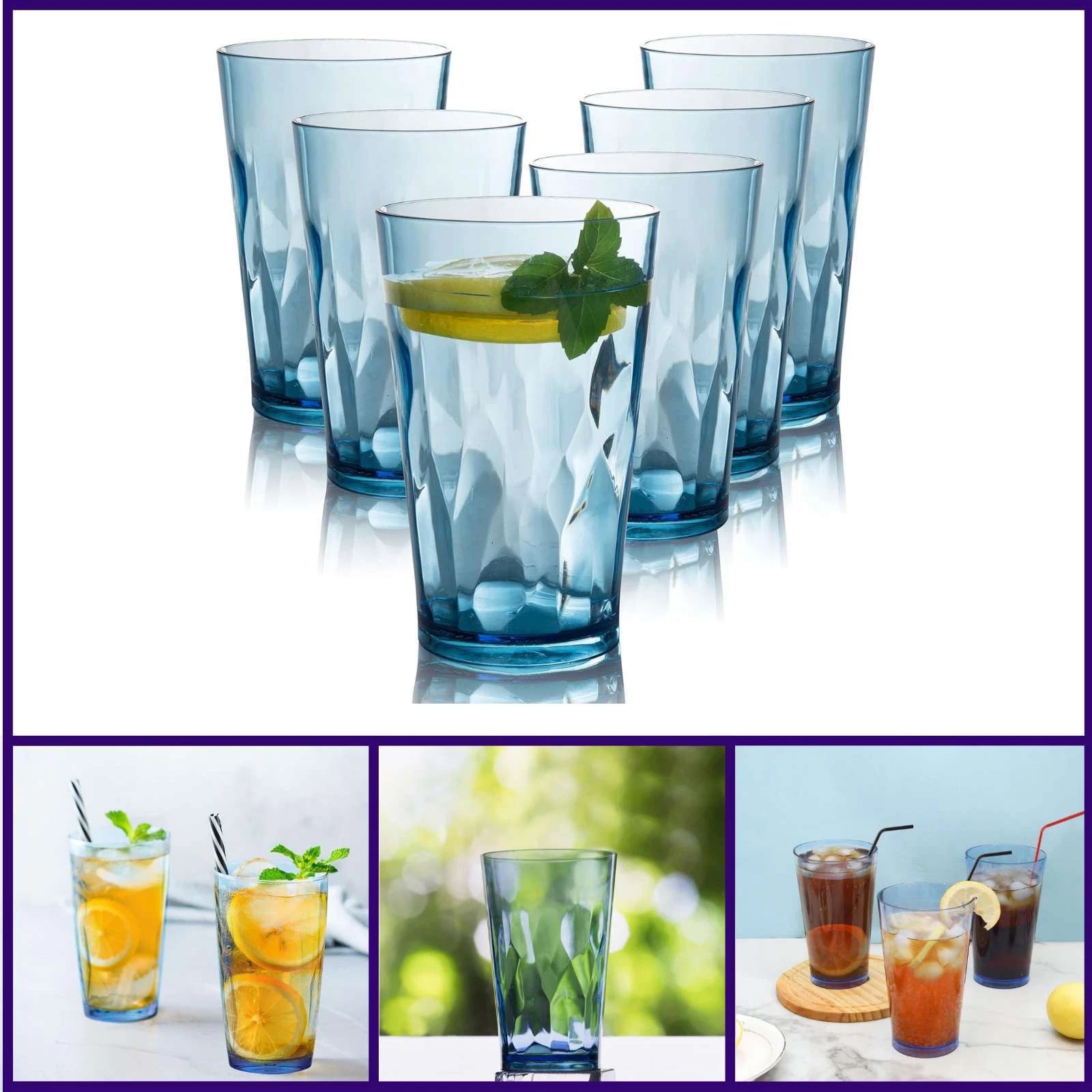 unbreakable Plastic Drinking Glasses [Set of 6] Shatterproof Drinking Cups, | eBay