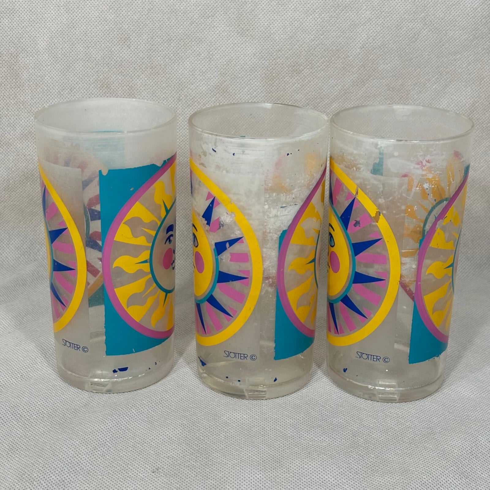Vintage Acrylic Cups Stotter Sun Design Plastic Drinking Glasses Set of 6 | eBay
