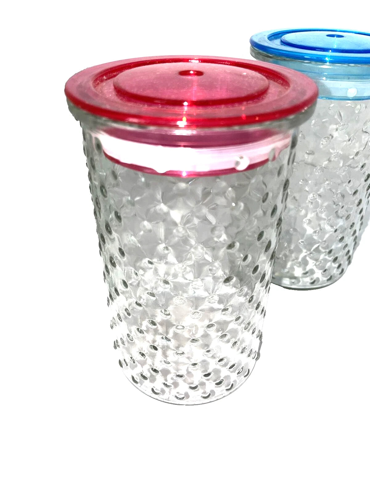 *Drinking Glass Glasses with Plastic Lids and Straws Hold Set of 6 | eBay