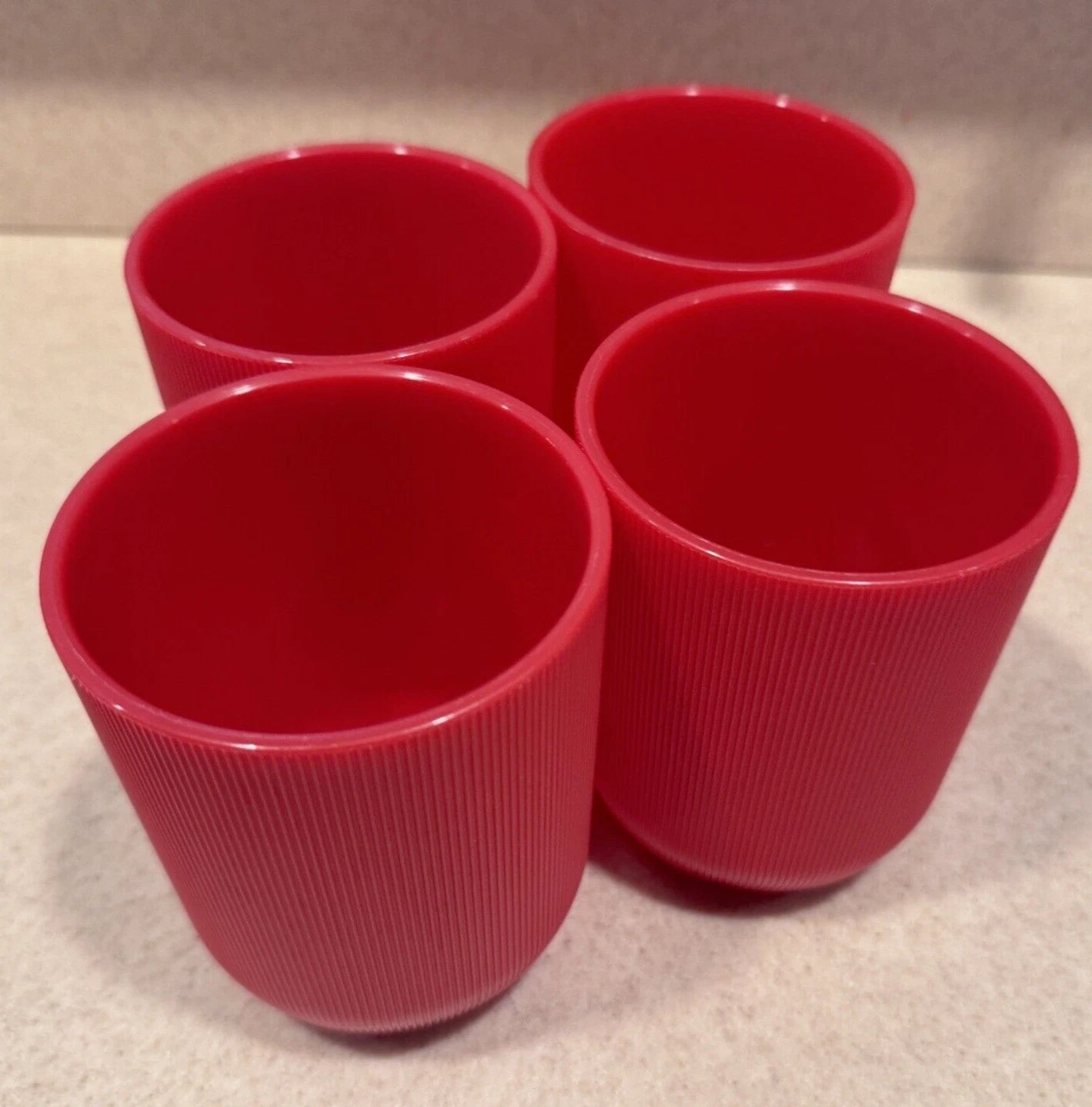 Vintage Majestic Ribbed Plastic Drinking Glass Cup Red 4" MCM 1960's set of 6 | eBay