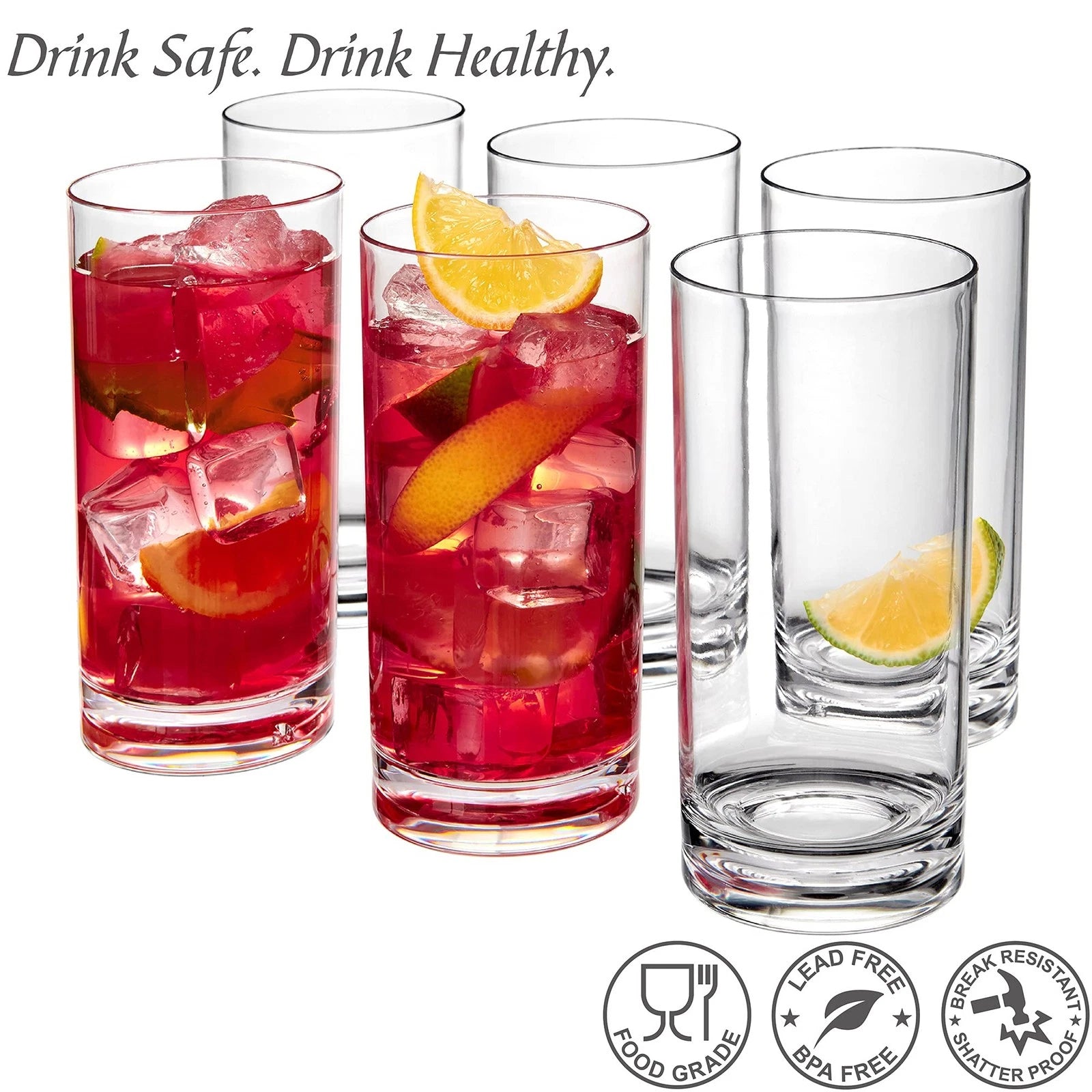 - Probity - 16-Ounce Plastic Tumblers (Set of 6), Plastic Drinking Glasses, R... | eBay