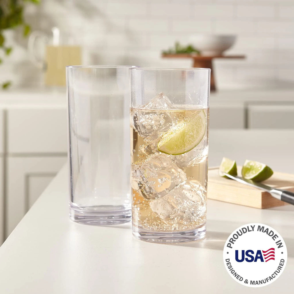 16oz BPA-Free Acrylic Tumblers, Set of 6, Clear Drinking Glasses - USA Made | eBay