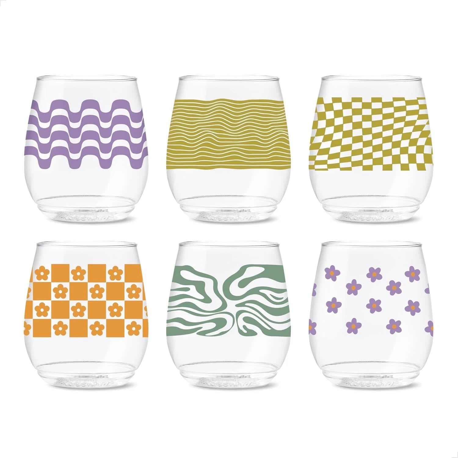 Sustainable 14oz Retro Art Plastic Drinking Glasses - Set of 6 - Hand Wash Only | eBay
