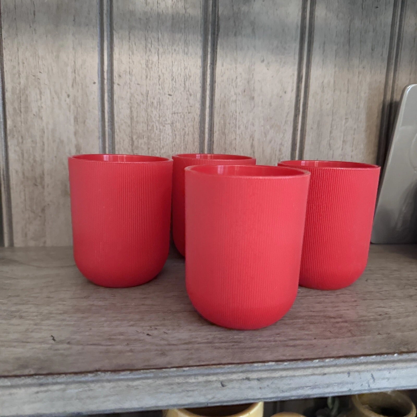 Vintage Majestic Ribbed Plastic Drinking Glass Cup Red 4" MCM 1960's set of 6 | eBay