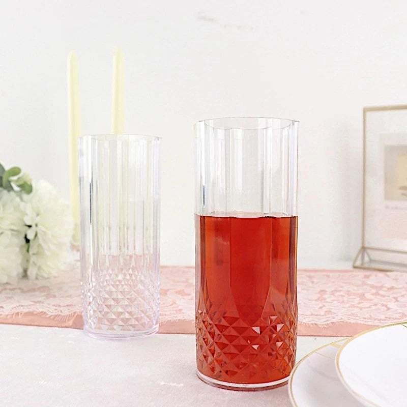 6 Clear 14 oz Crystal Plastic Drinking Glasses Party Events Disposable Tableware | eBay