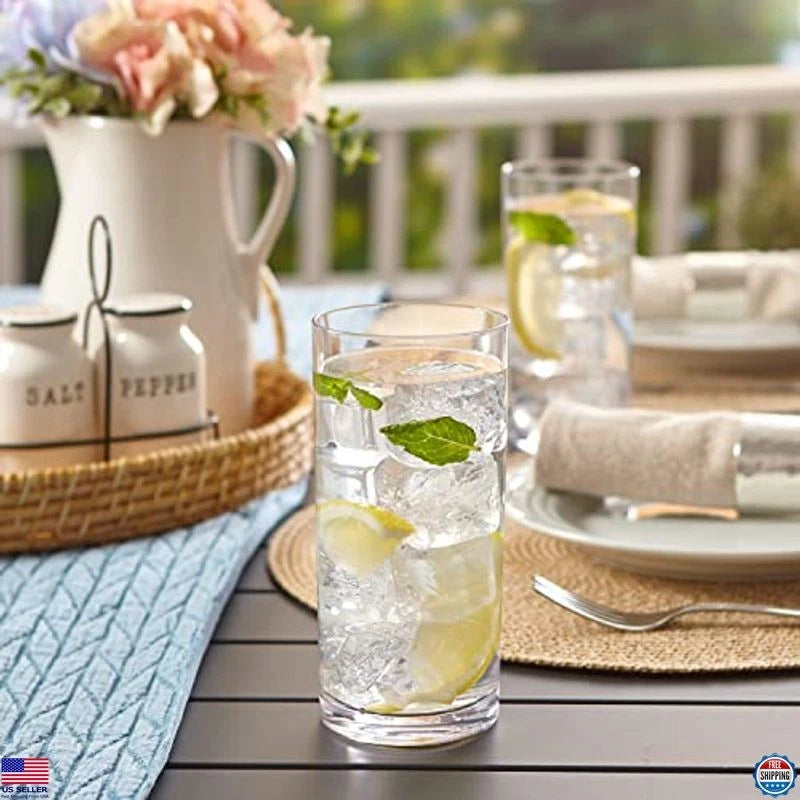 Clear Plastic Reusable Drinking Glasses Set of 6, 16oz BPA-Free Tumblers | eBay