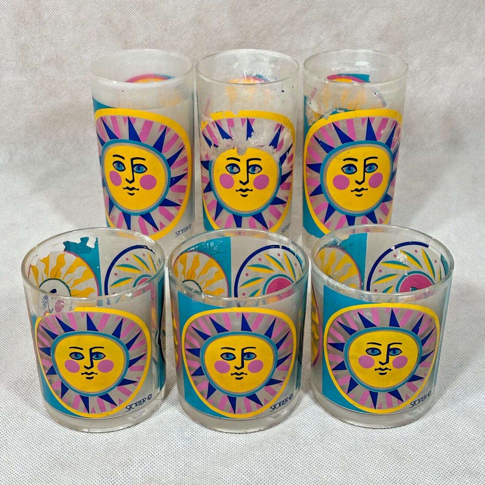 Vintage Acrylic Cups Stotter Sun Design Plastic Drinking Glasses Set of 6 | eBay