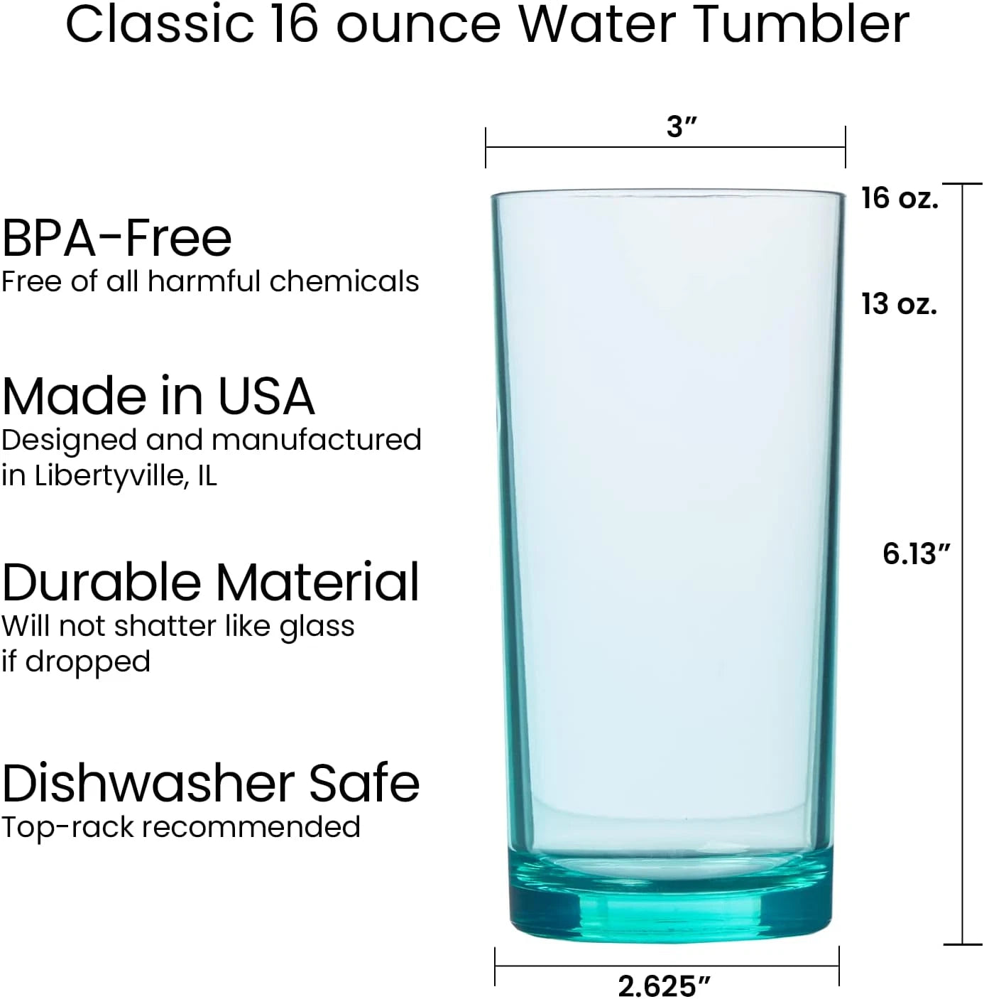 Acrylic Classic Plastic Reusable Drinking Glasses (Set of 6) 16Oz Water Cups As | eBay