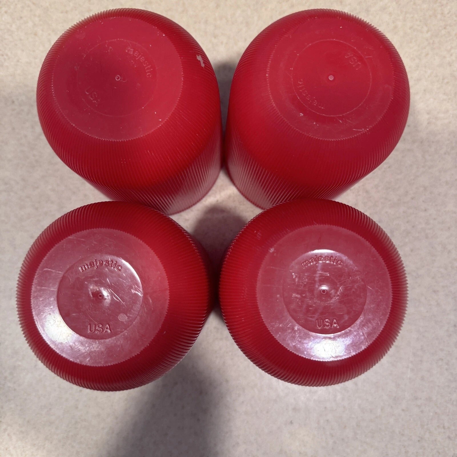 Vintage Majestic Ribbed Plastic Drinking Glass Cup Red 4" MCM 1960's set of 6 | eBay
