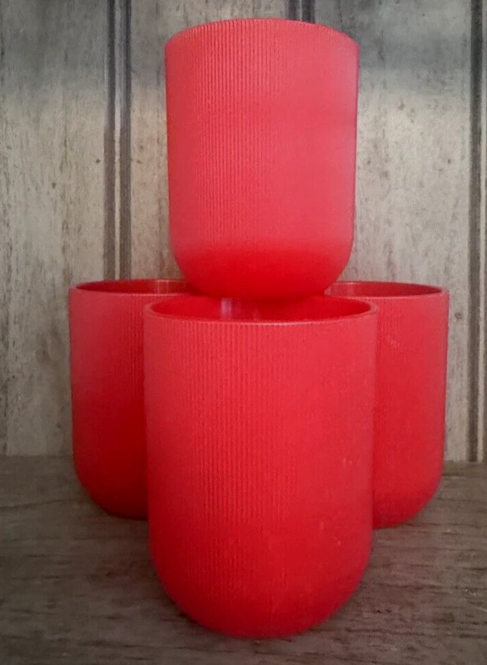 Vintage Majestic Ribbed Plastic Drinking Glass Cup Red 4" MCM 1960's set of 6 | eBay