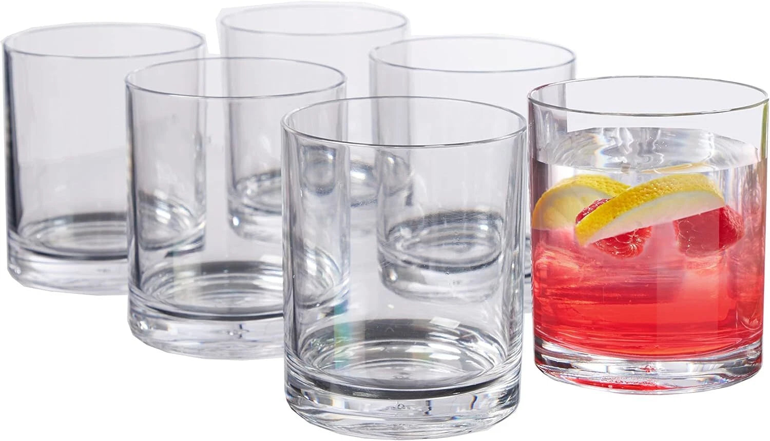Classic Clear Plastic Reusable Drinking Glasses (Set of 6) 12oz Rocks Cups | eBay