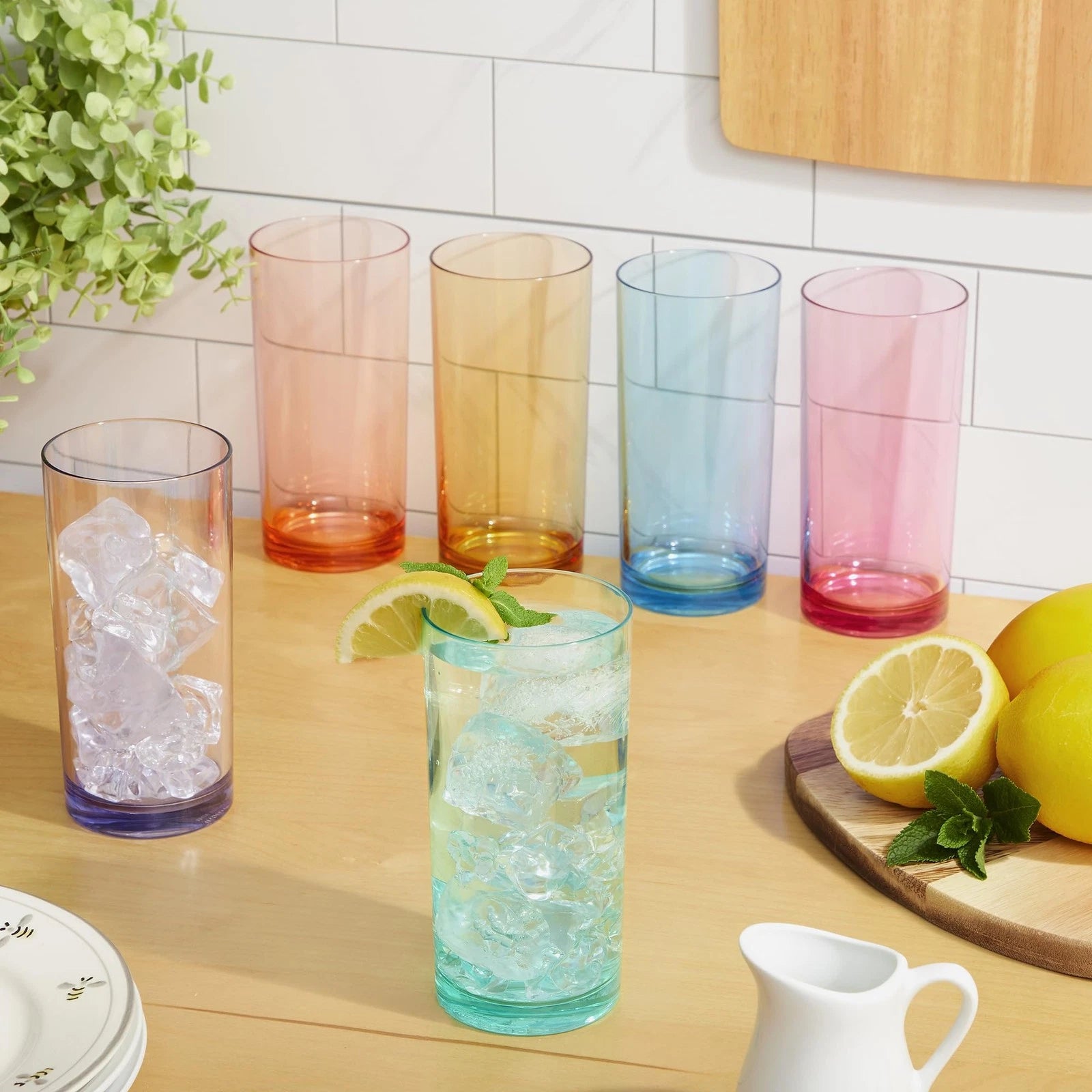 Acrylic Plastic Reusable Drinking Glasses (Set of 6) 16oz Water Cups Assorted... | eBay
